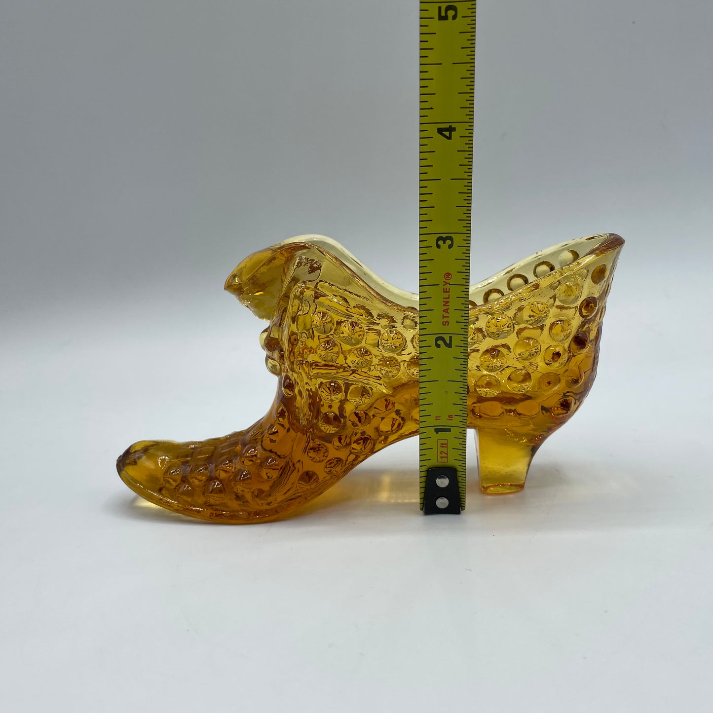 Vintage Fenton Glass Amber Hobnail Cat Head Slipper