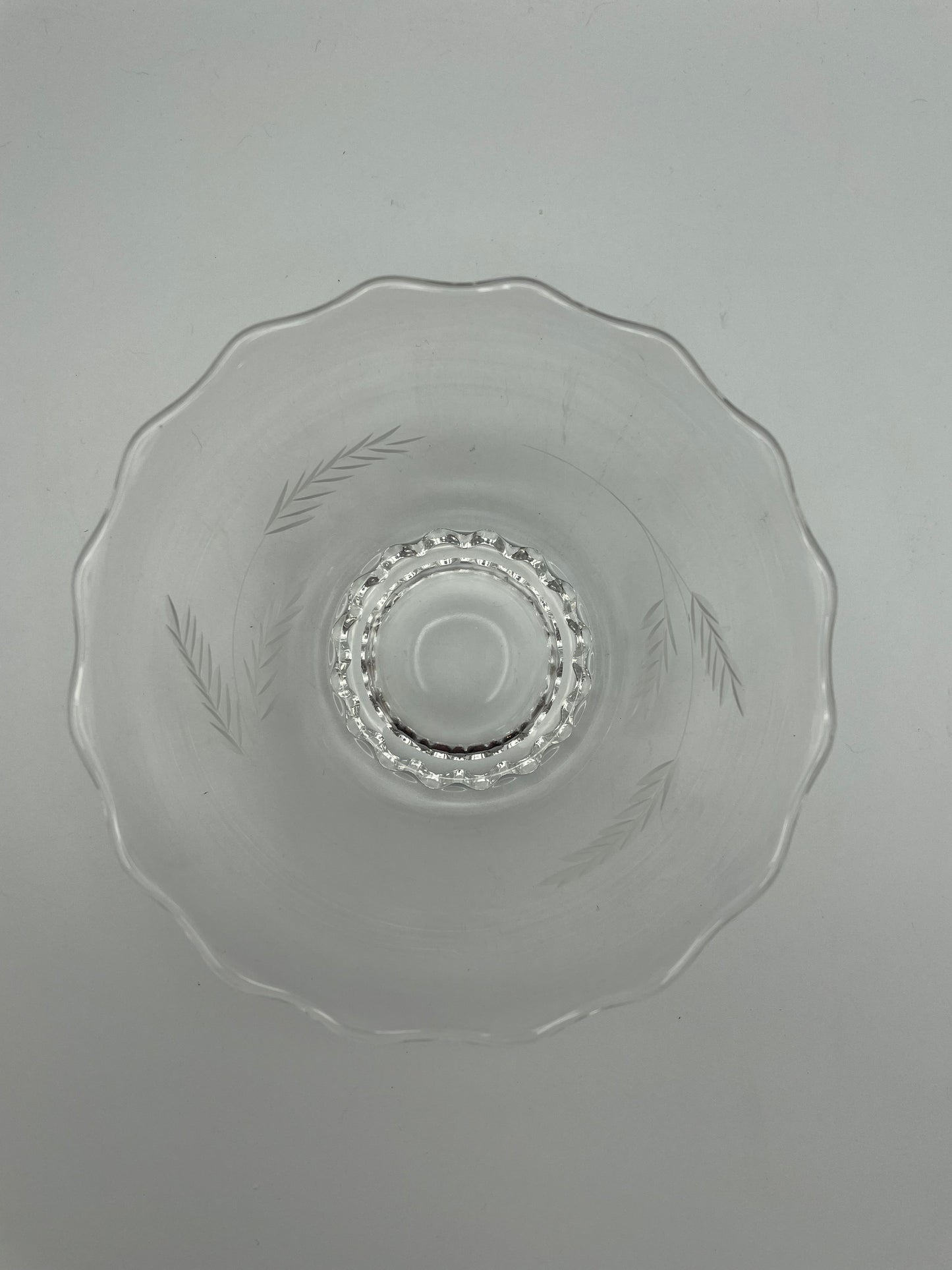 Vintage Condiment Bowl and Underplate, Etched With Wheat Pattern