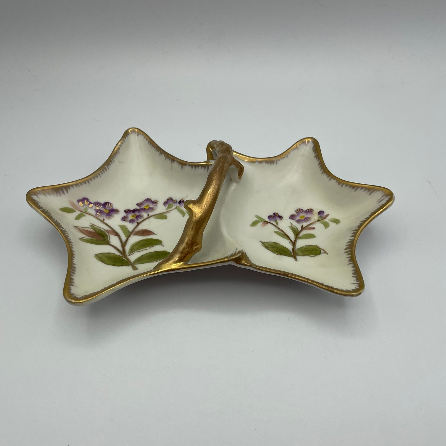 Vintage Divided Tray Top Handle Handpainted