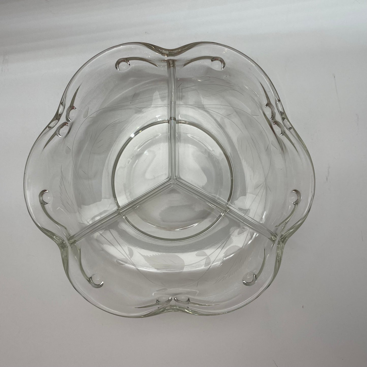 Vintage Elegant Divided Dish with Delicate Etching