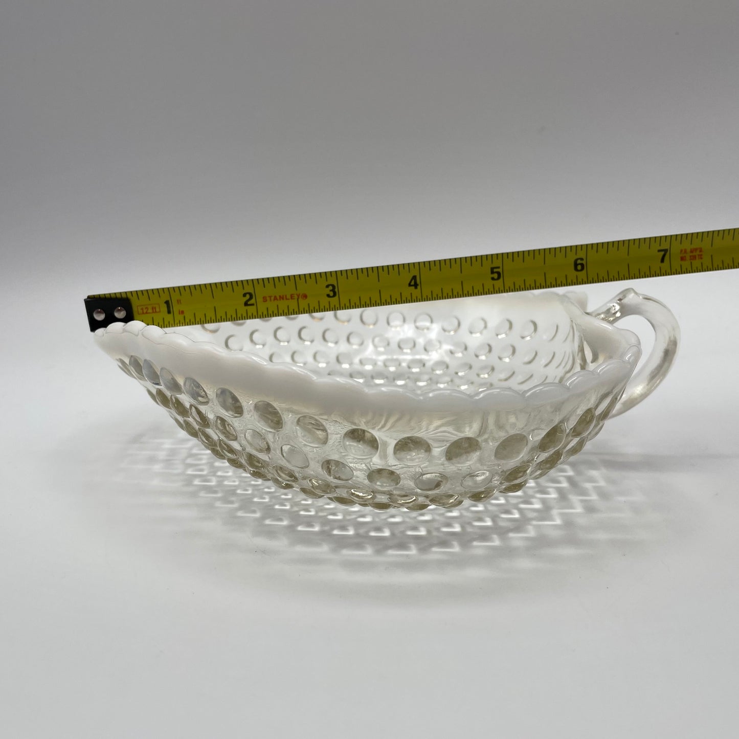 Vintage Anchor Hocking Moonstone Opalescent Hobnail Heart Dish With Handle