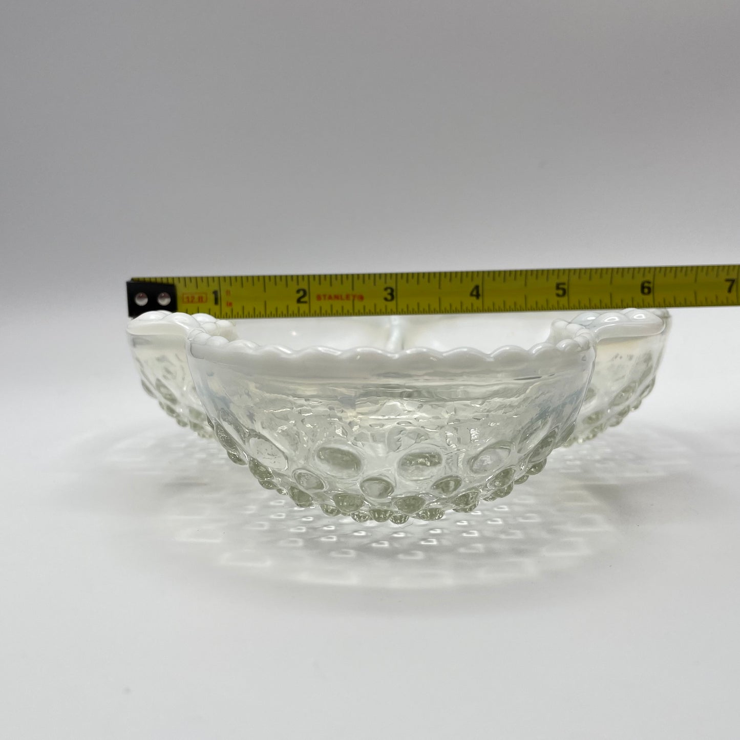 Vintage Anchor Hocking Moonstone Opalescent Hobnail Sectional Dish