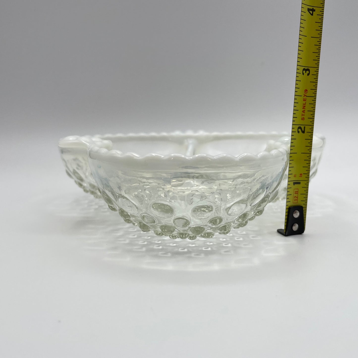 Vintage Anchor Hocking Moonstone Opalescent Hobnail Sectional Dish