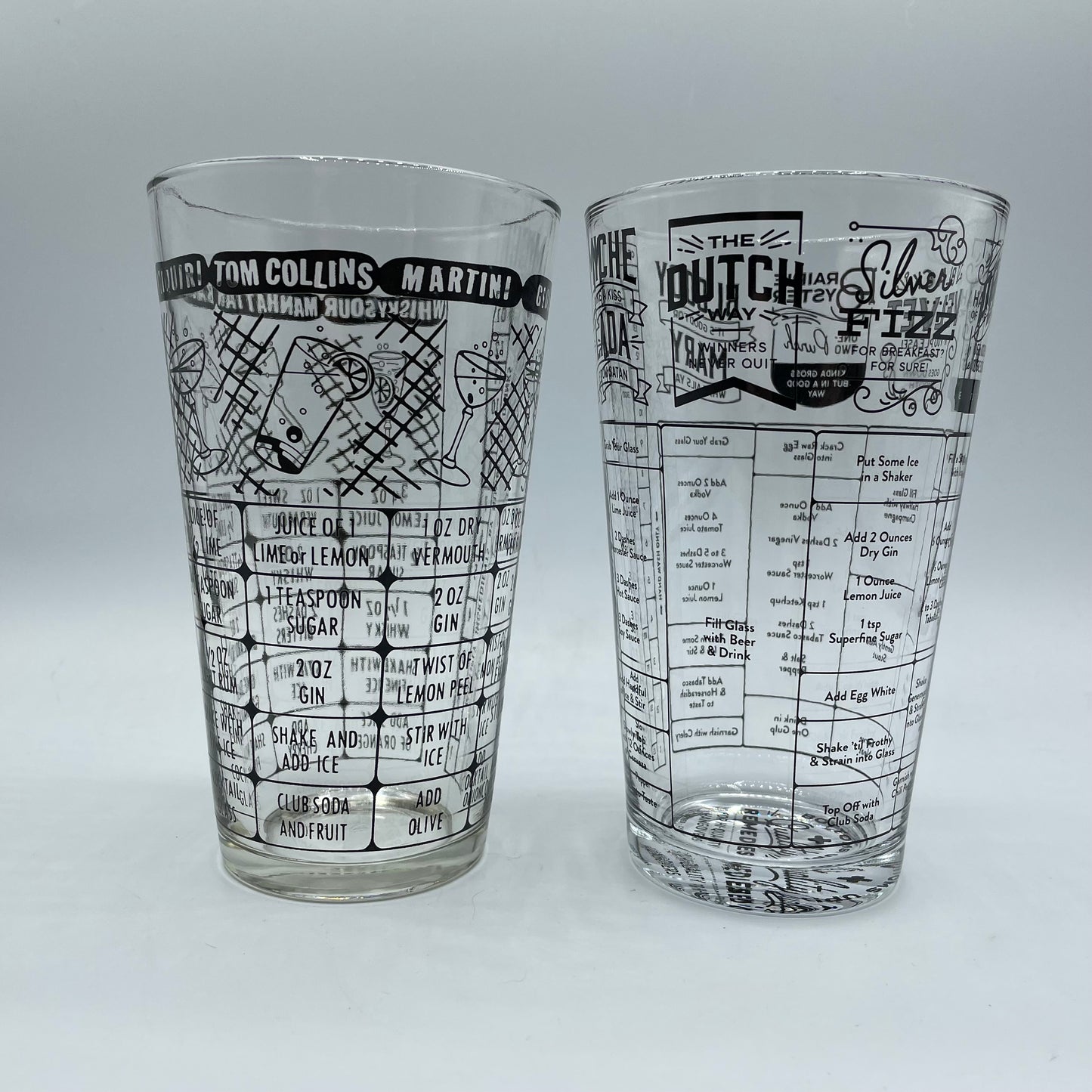 Bartender Cocktail Mixed Drink Recipe Shaker, Set of 2