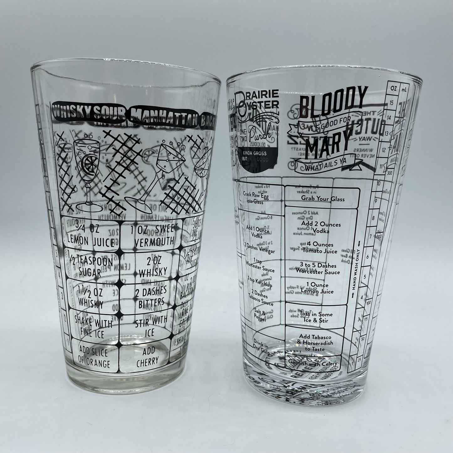 Bartender Cocktail Mixed Drink Recipe Shaker, Set of 2