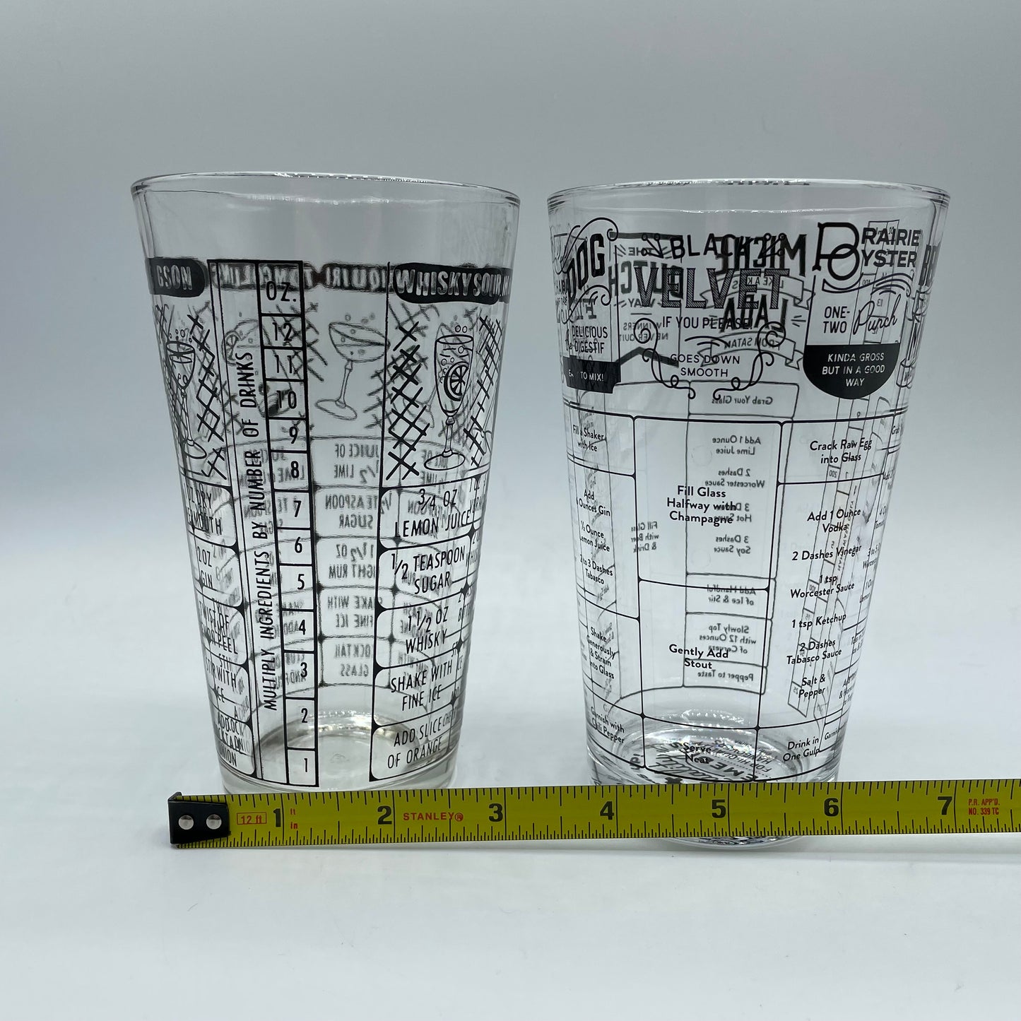 Bartender Cocktail Mixed Drink Recipe Shaker, Set of 2