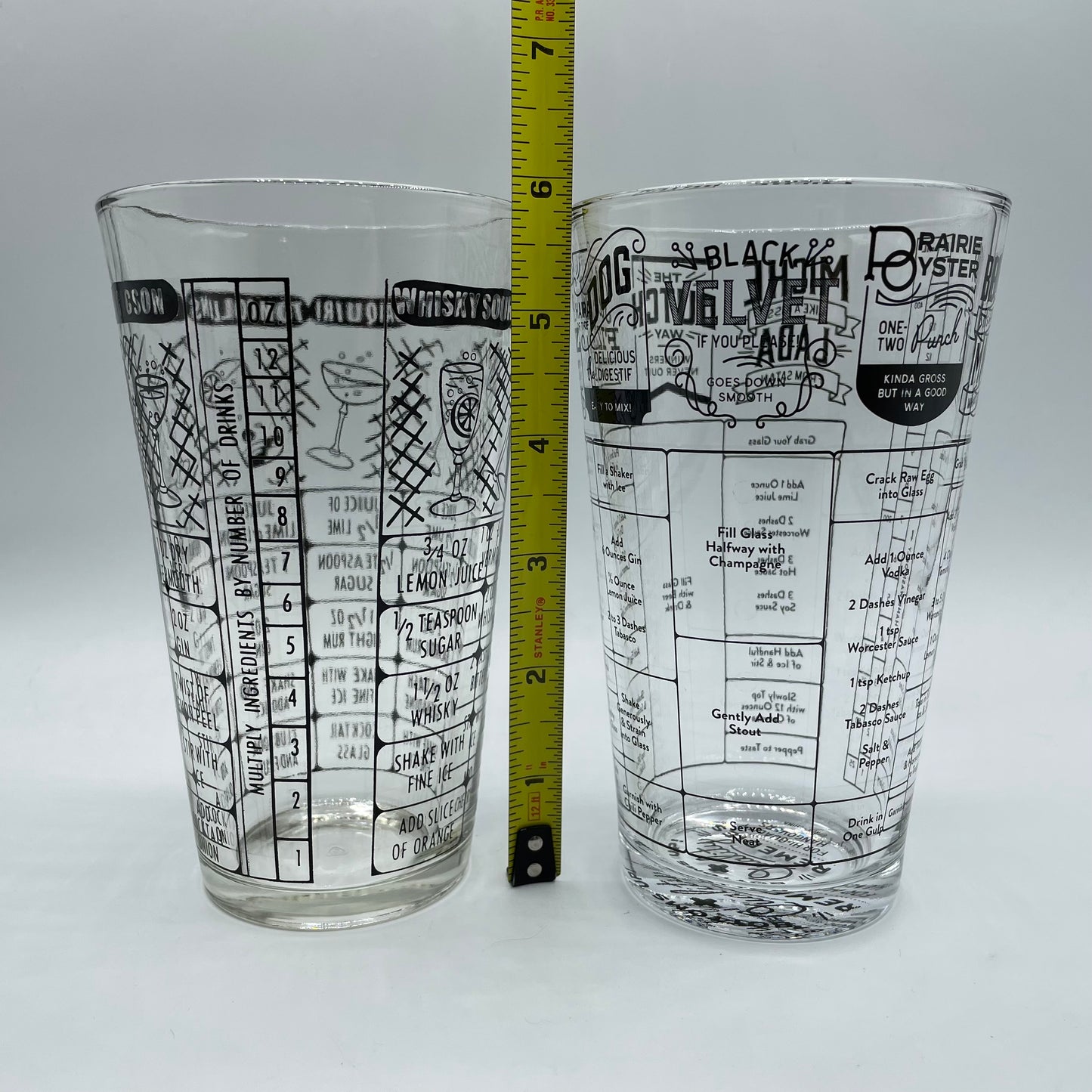 Bartender Cocktail Mixed Drink Recipe Shaker, Set of 2