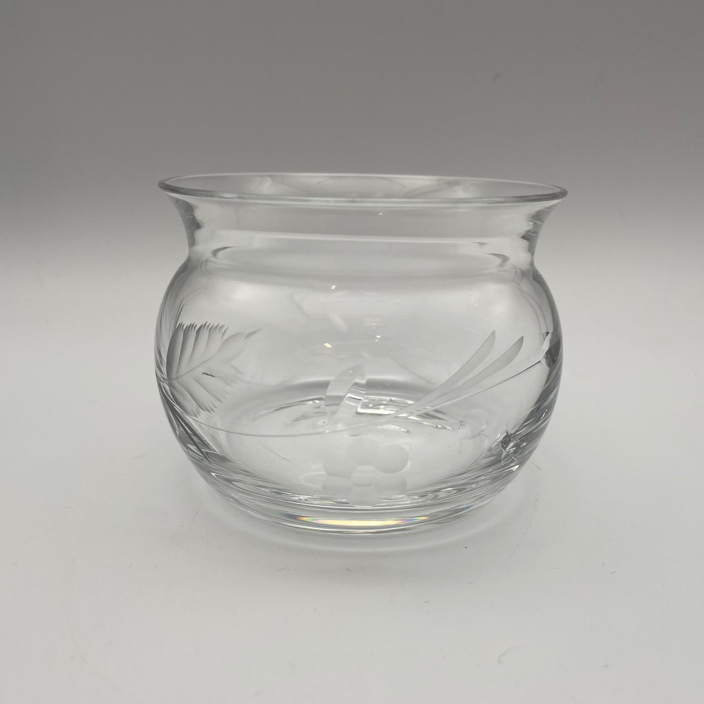 Lenox Crystal Small Round Bowl Etched Floral Design