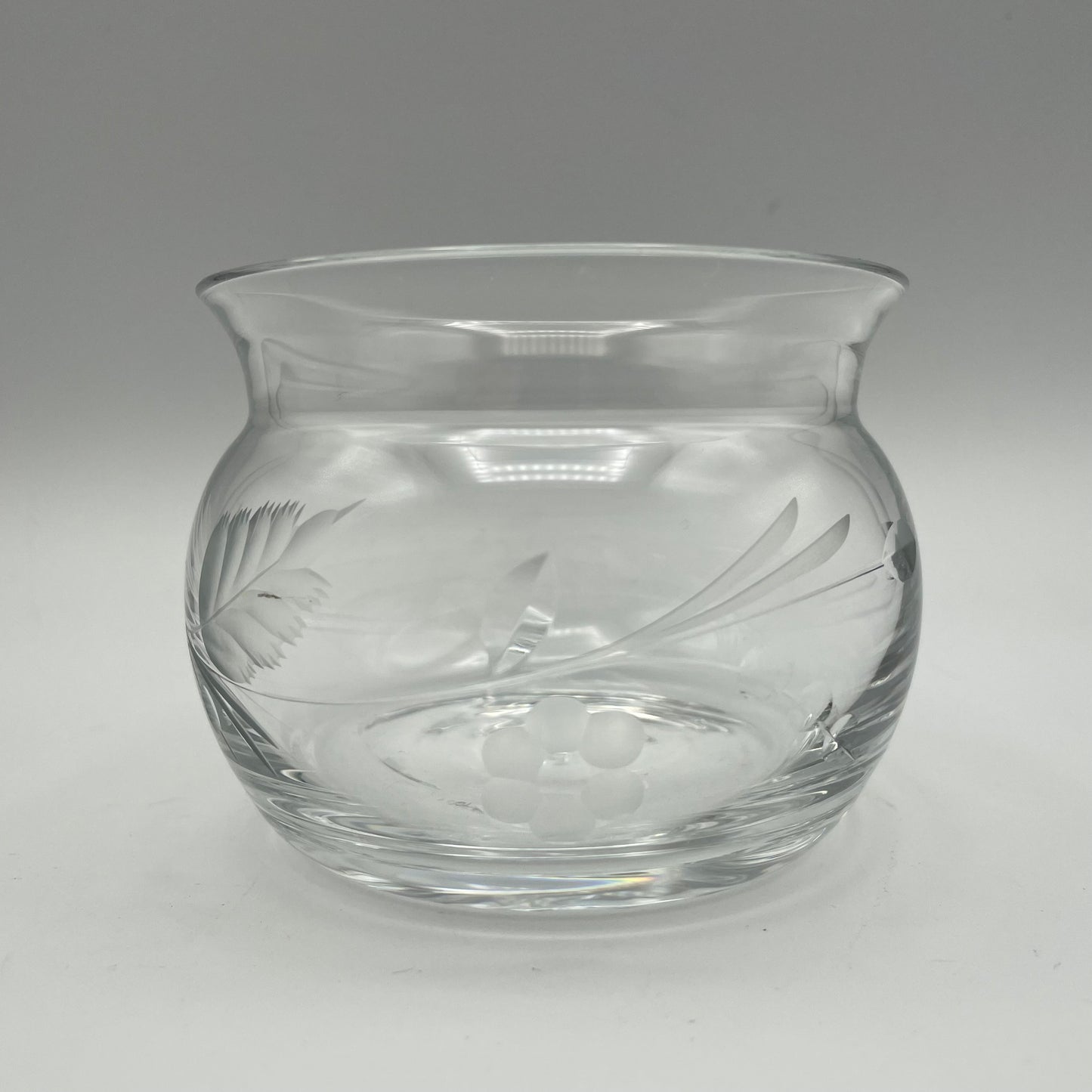 Lenox Crystal Small Round Bowl Etched Floral Design