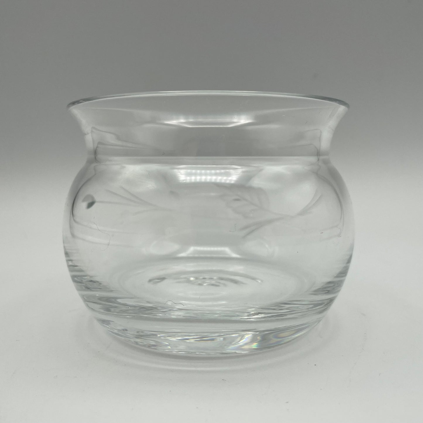 Lenox Crystal Small Round Bowl Etched Floral Design