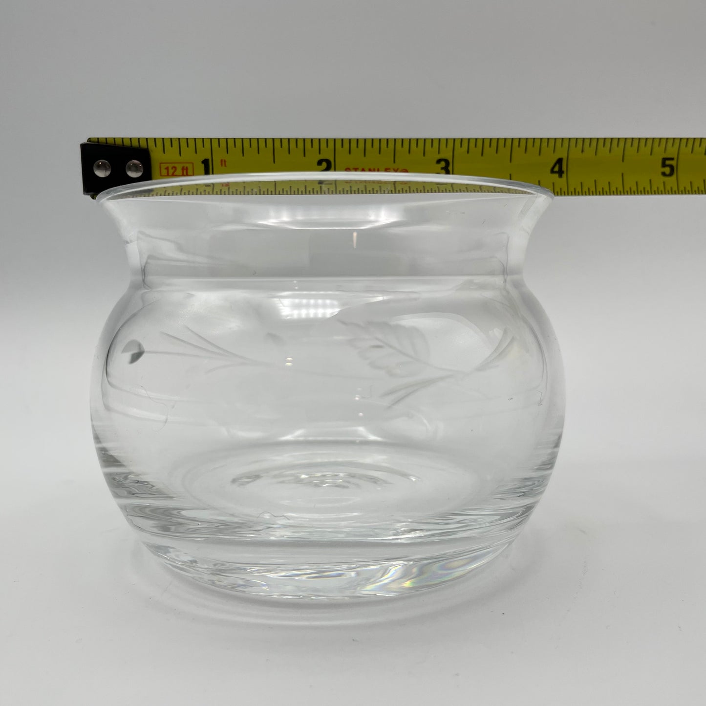 Lenox Crystal Small Round Bowl Etched Floral Design