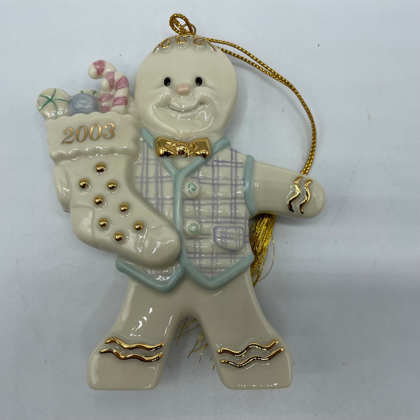 2003 Lenox Gingerbread Man Christmas Gentleman Christmas Holiday Ornament W/ COA