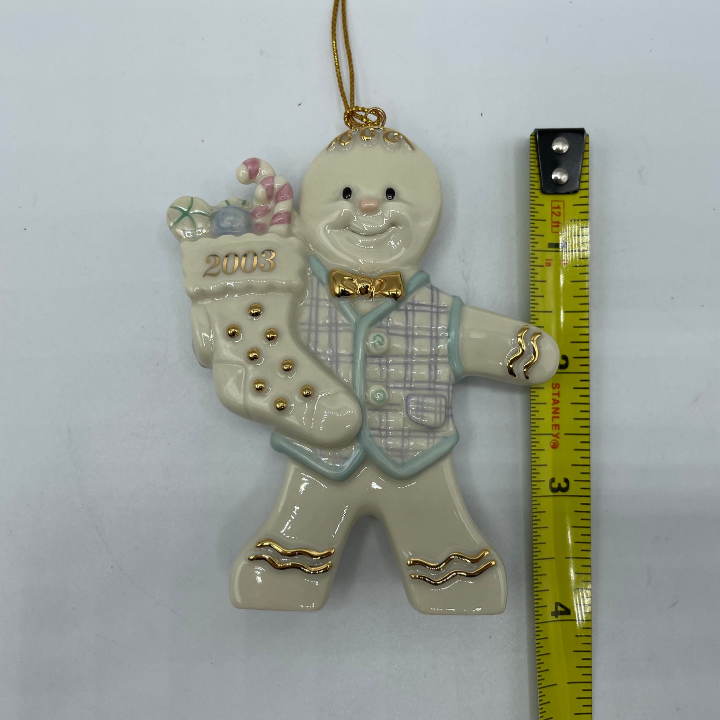 2003 Lenox Gingerbread Man Christmas Gentleman Christmas Holiday Ornament W/ COA