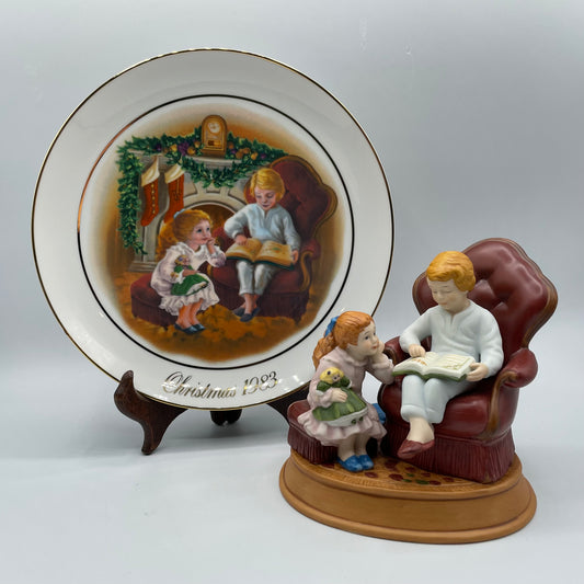 1983 Avon Night Before Christmas Memories Plate & Figurine