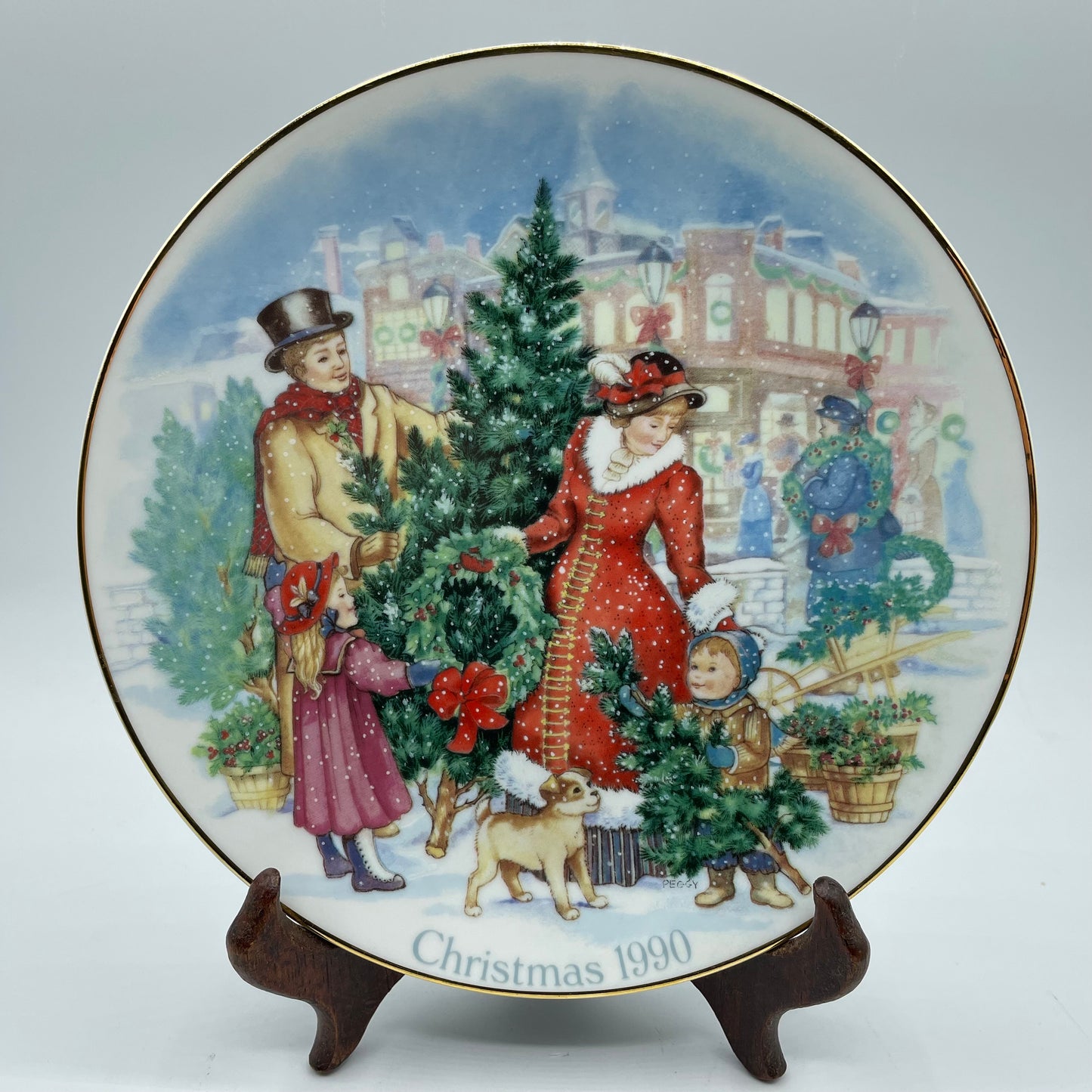 1990 Avon Christmas Collectors Plate Bringing Christmas Home