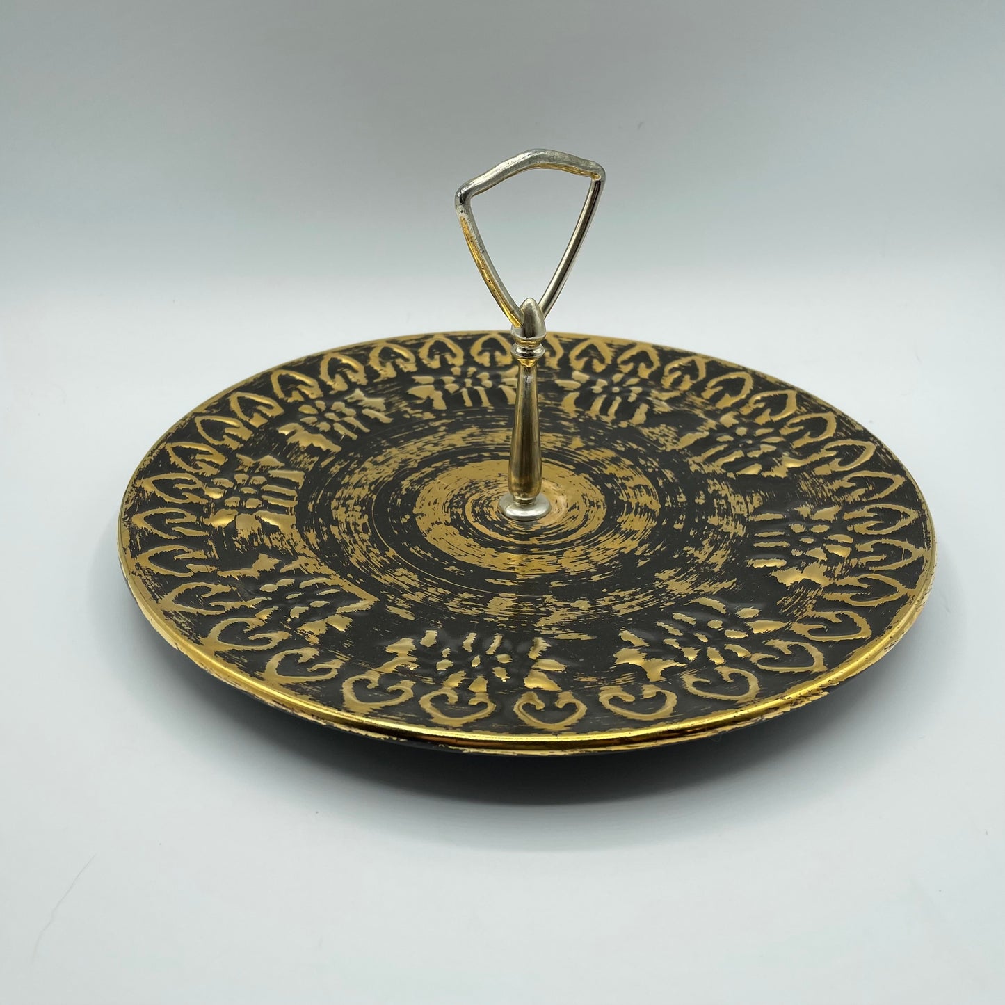 Stangl Pottery Tidbit Tray Black and Gold #5151 Vintage USA