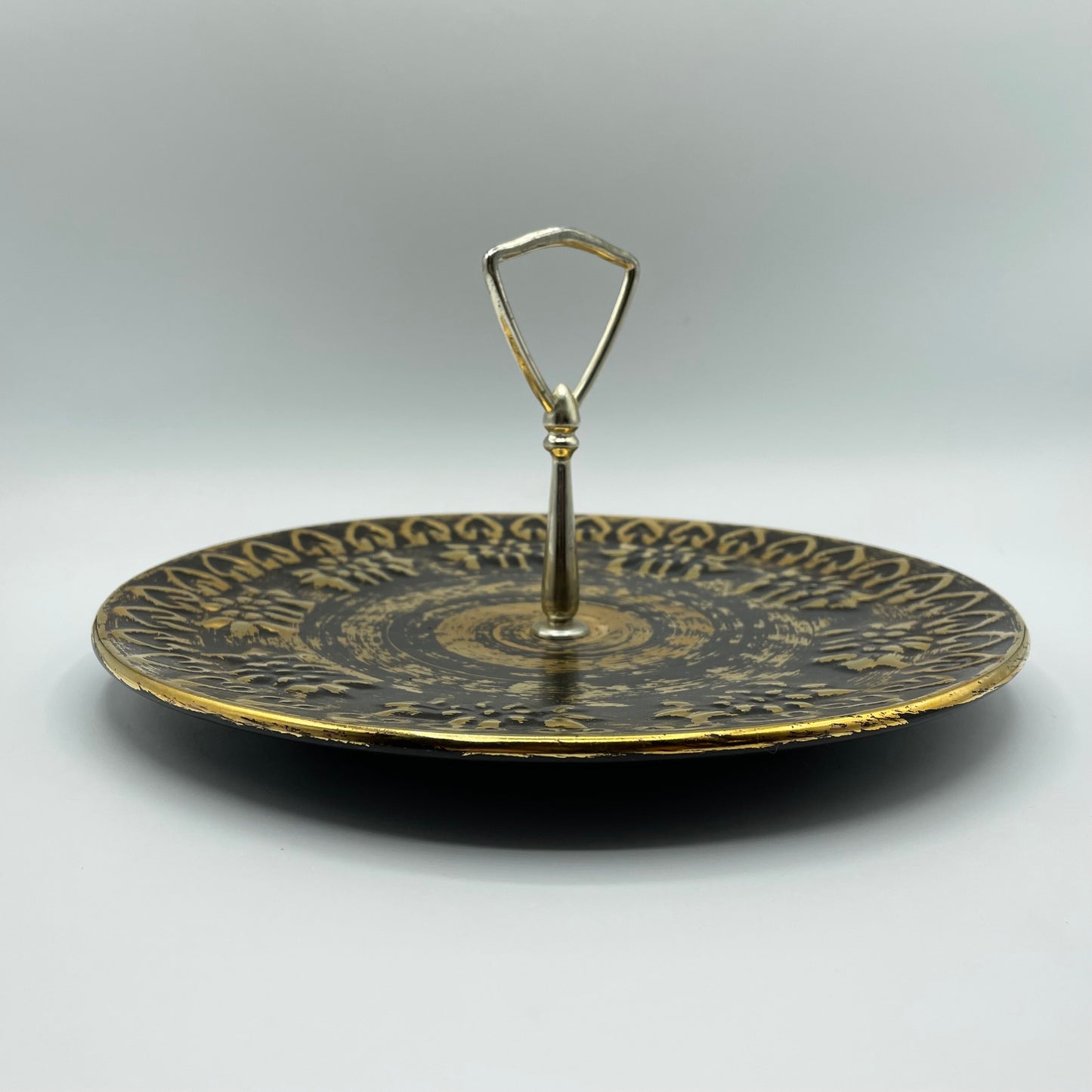 Stangl Pottery Tidbit Tray Black and Gold #5151 Vintage USA