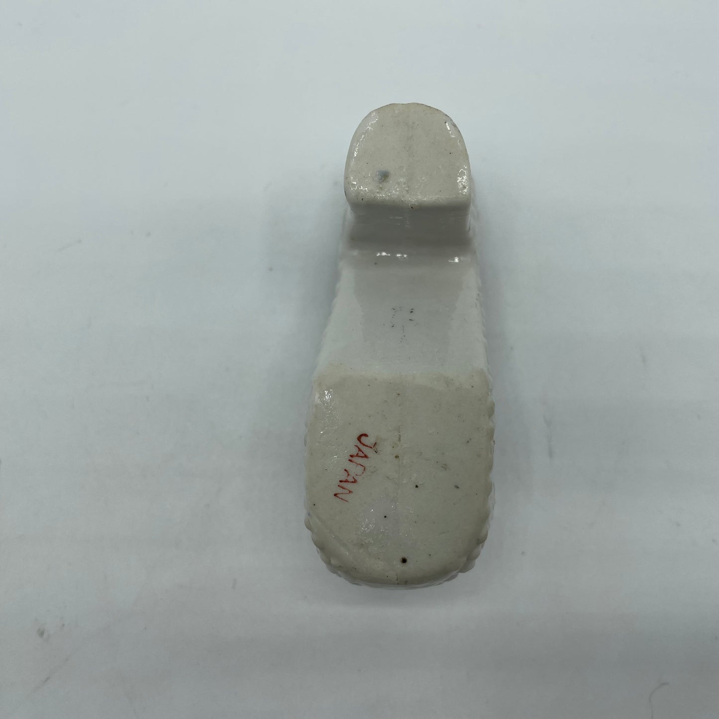 Vintage White High Heel Porcelain Shoe Figurine Pink Rose With Silver Trim