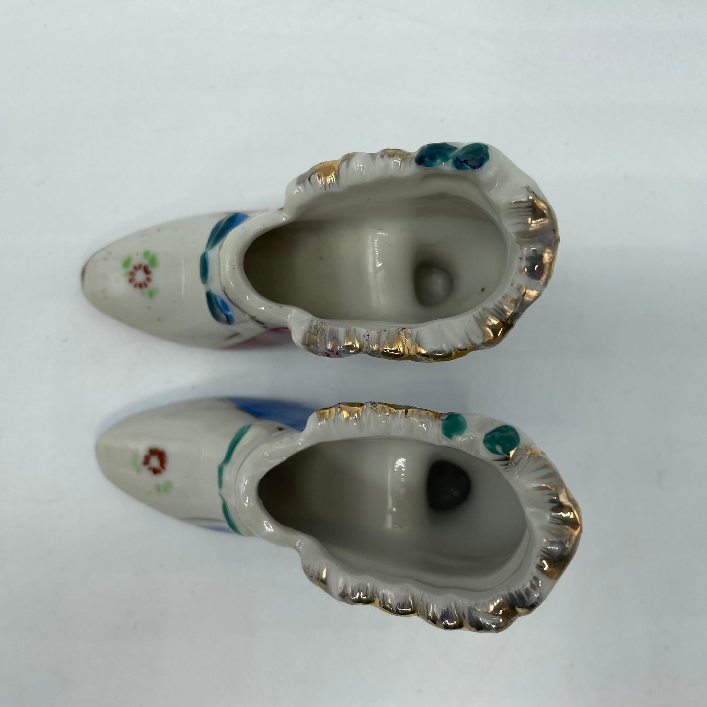 Vintage Victorian Porcelain Mini Shoes Hand Painted, Set of 2- Japan