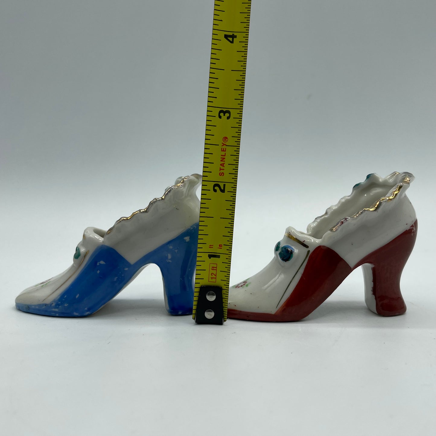 Vintage Victorian Porcelain Mini Shoes Hand Painted, Set of 2- Japan
