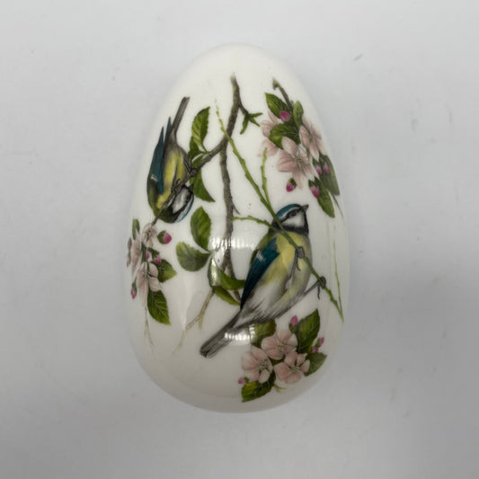 Coalport Bone China Egg Shaped Trinket Box- British Birds- Blue Tit
