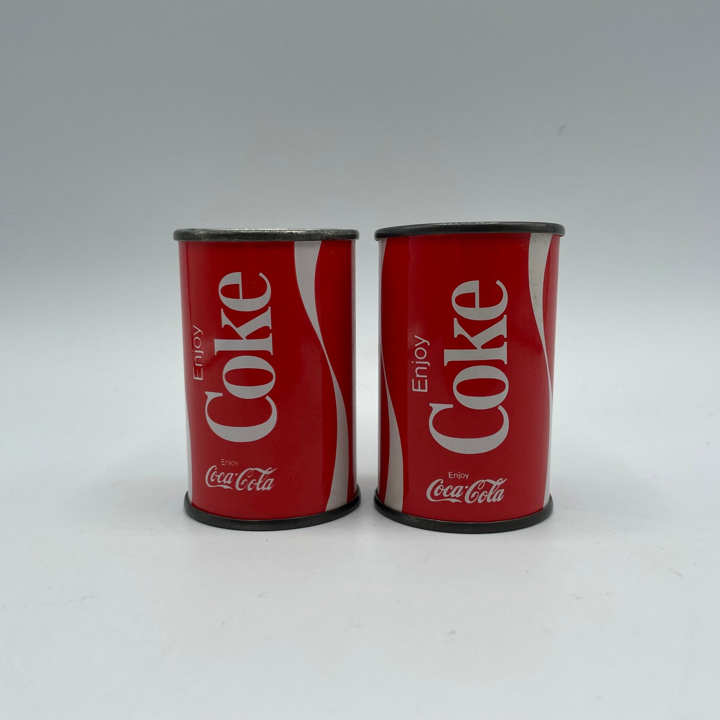 Vintage Coca Cola Salt & Pepper Shakers Set Tin