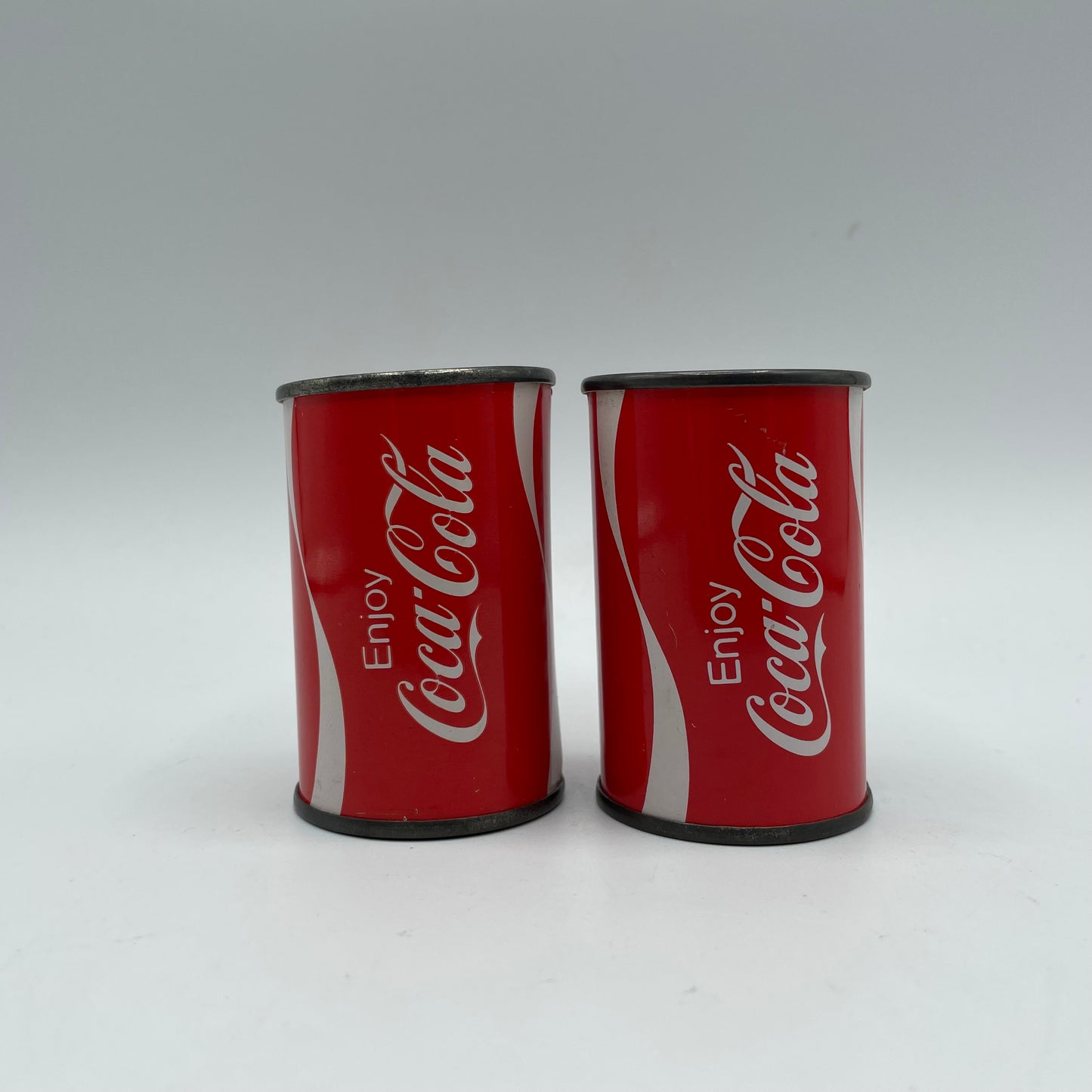 Vintage Coca Cola Salt & Pepper Shakers Set Tin