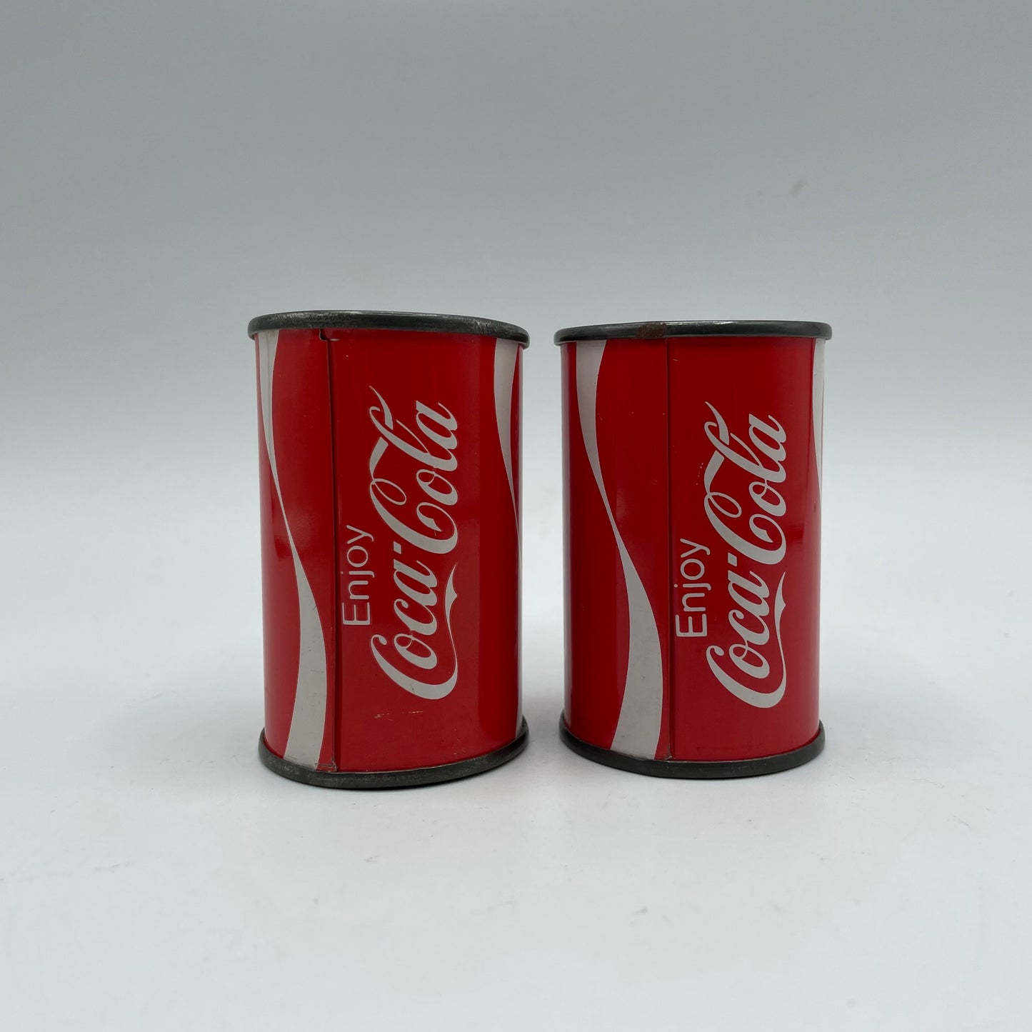 Vintage Coca Cola Salt & Pepper Shakers Set Tin
