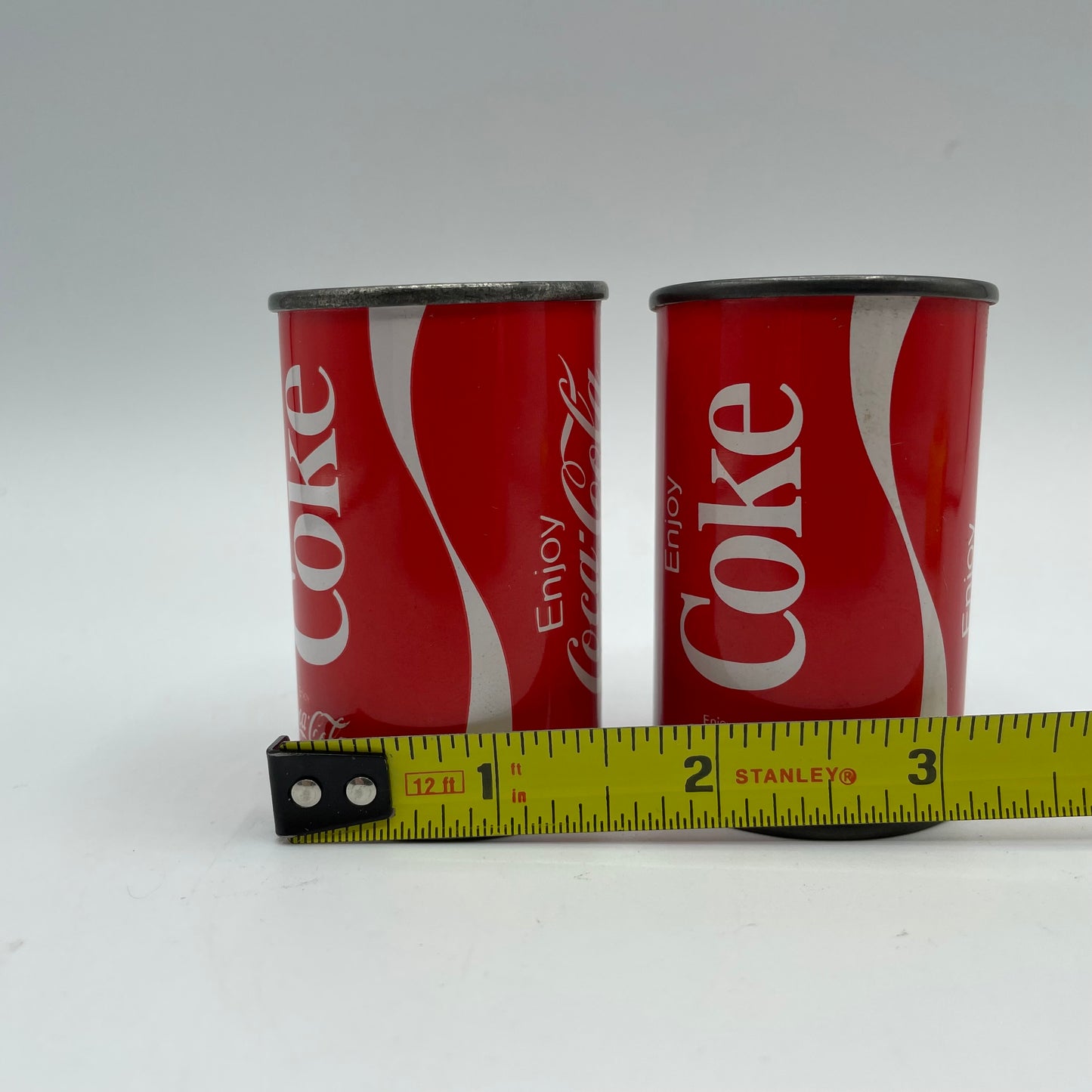 Vintage Coca Cola Salt & Pepper Shakers Set Tin