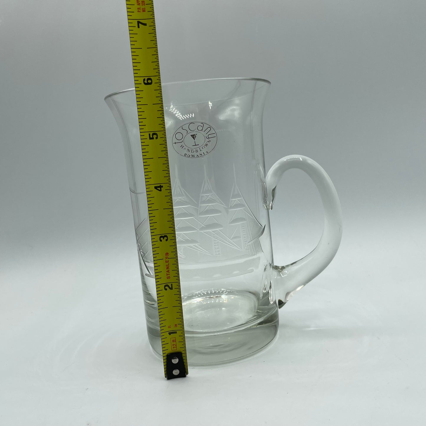 Toscany Etched Clipper Ship Beer Mug Hand Blown