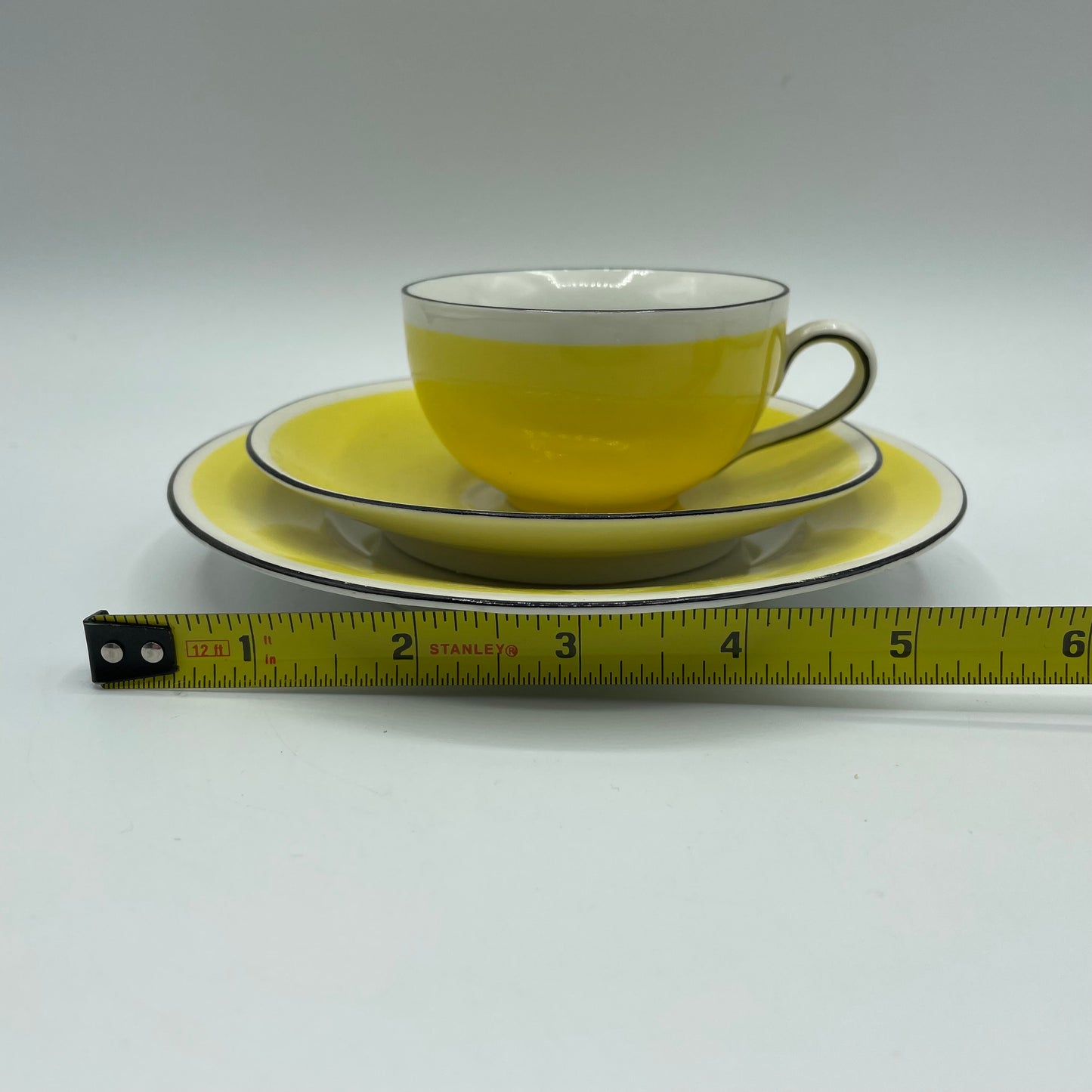 Yellow with Black Trim Demitasse Cups, Saucers,and Cake Plates Germany
