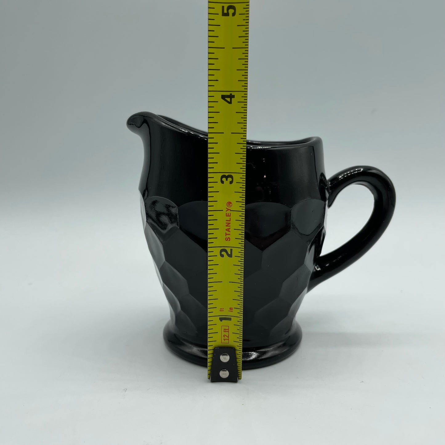 Viking Black Glass Creamer, Honeycomb Pattern