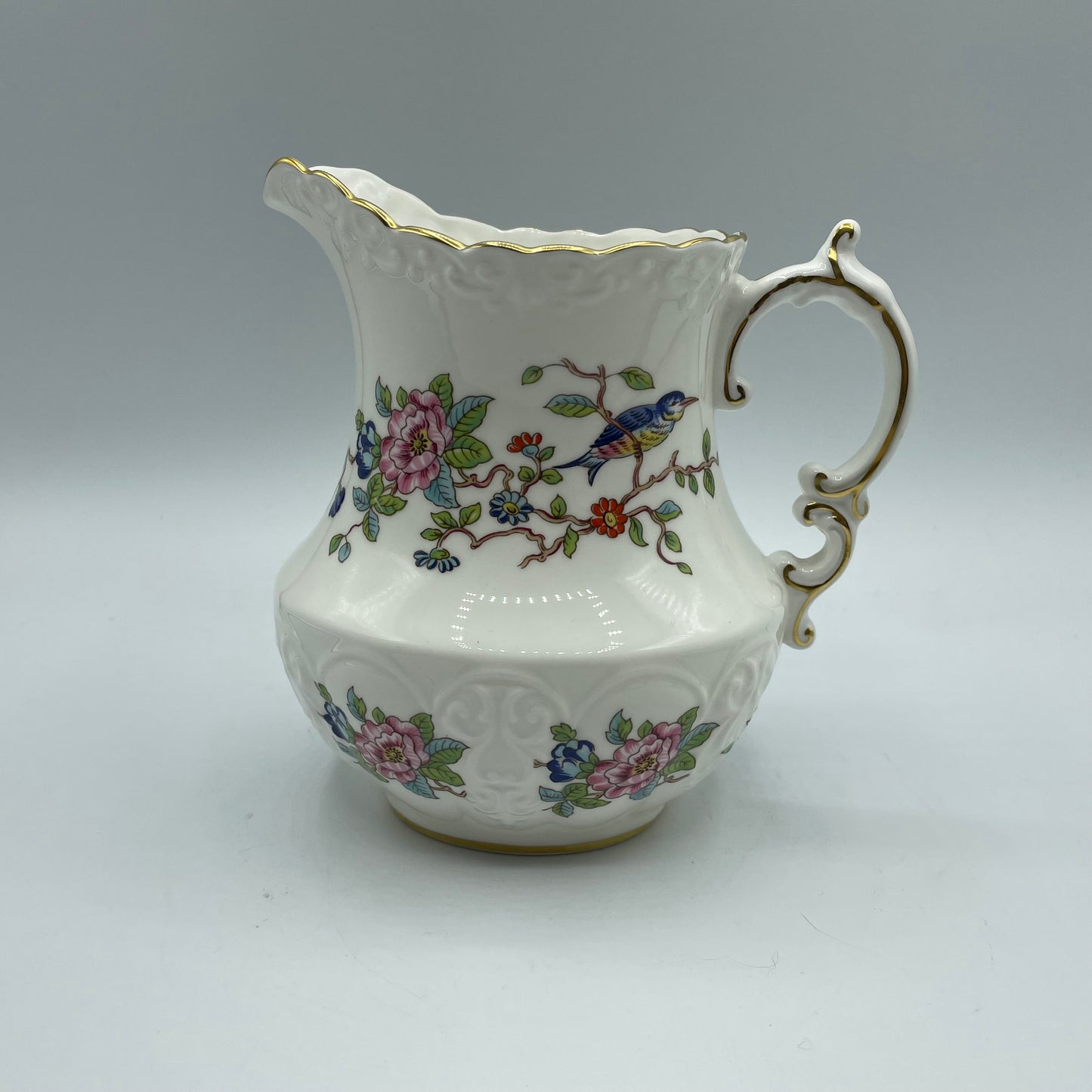 Aynsley Pitcher With Pembroke Pattern - Blue Bird Floral Design