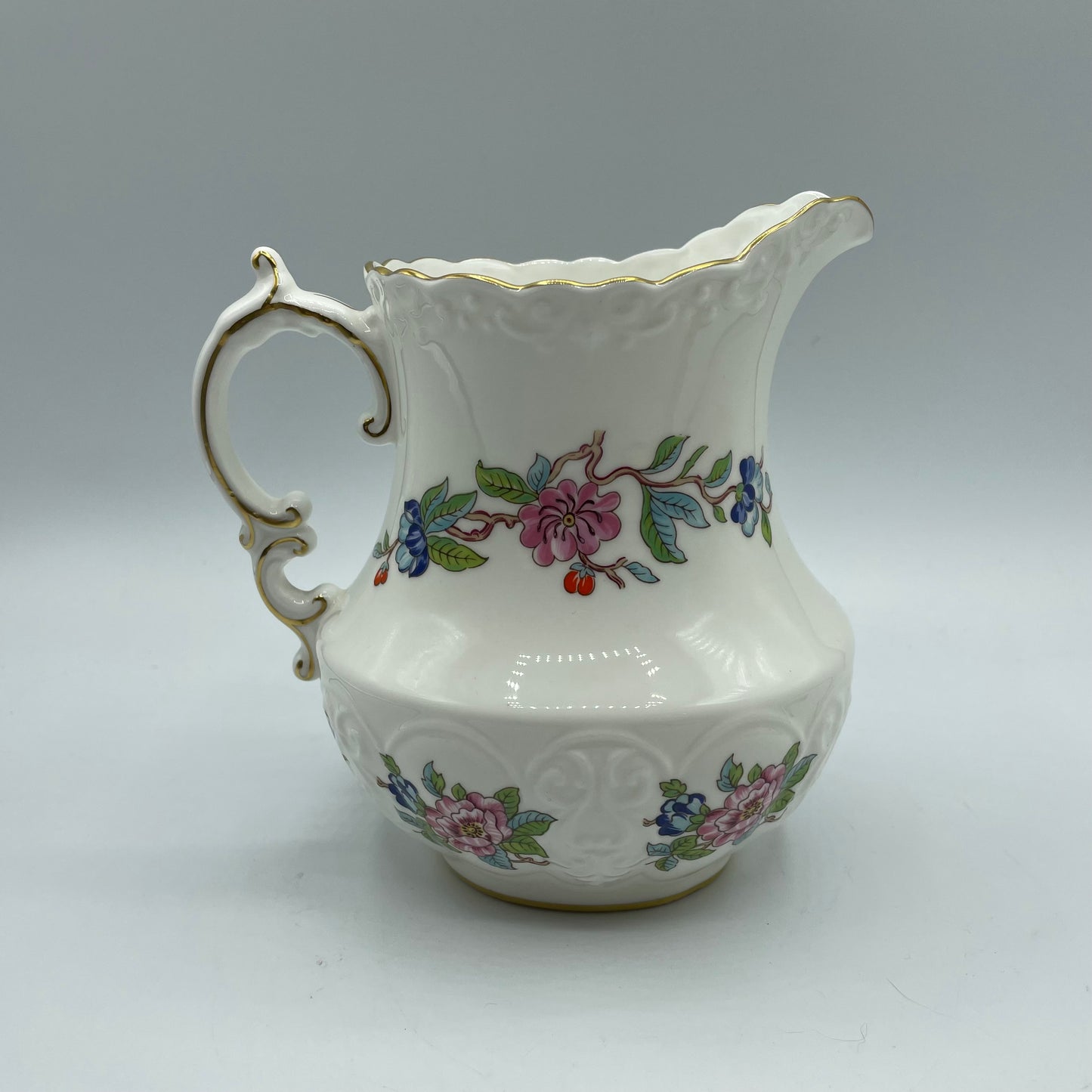 Aynsley Pitcher With Pembroke Pattern - Blue Bird Floral Design