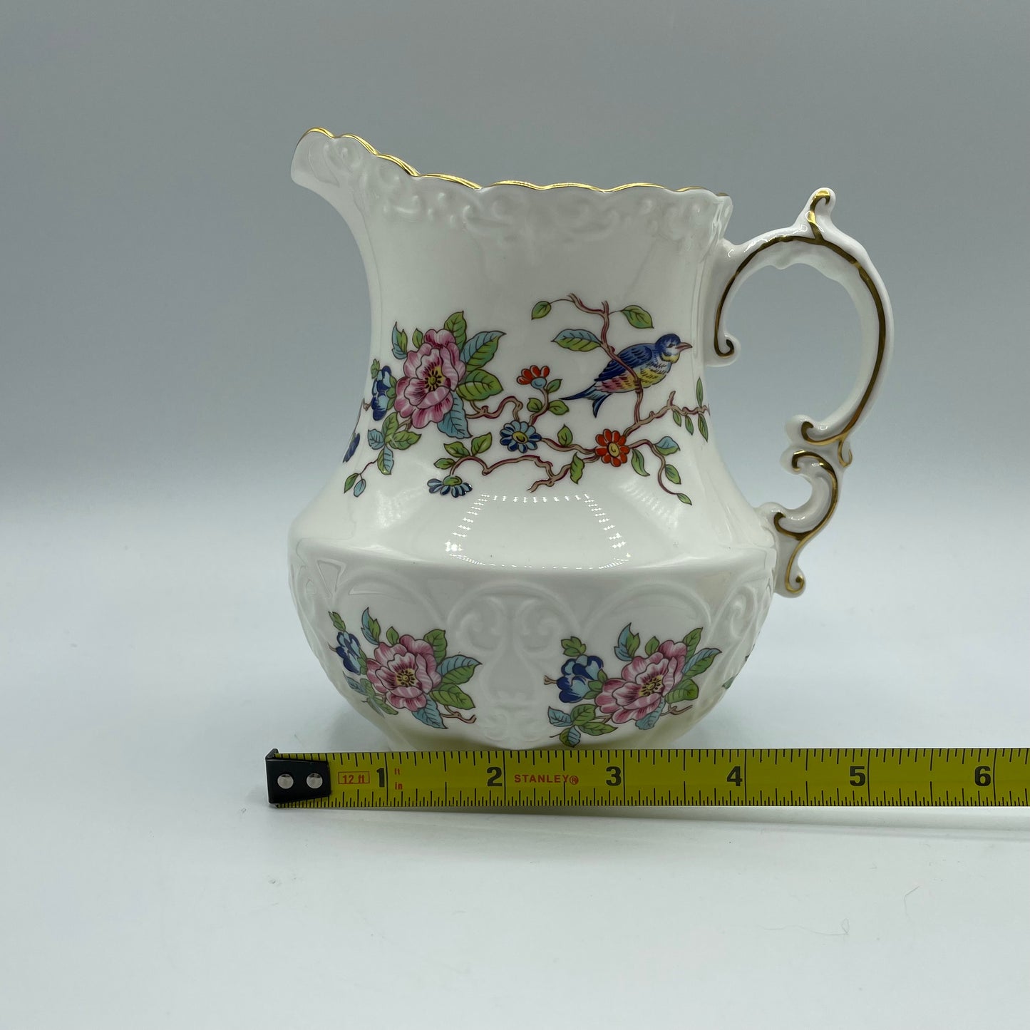 Aynsley Pitcher With Pembroke Pattern - Blue Bird Floral Design