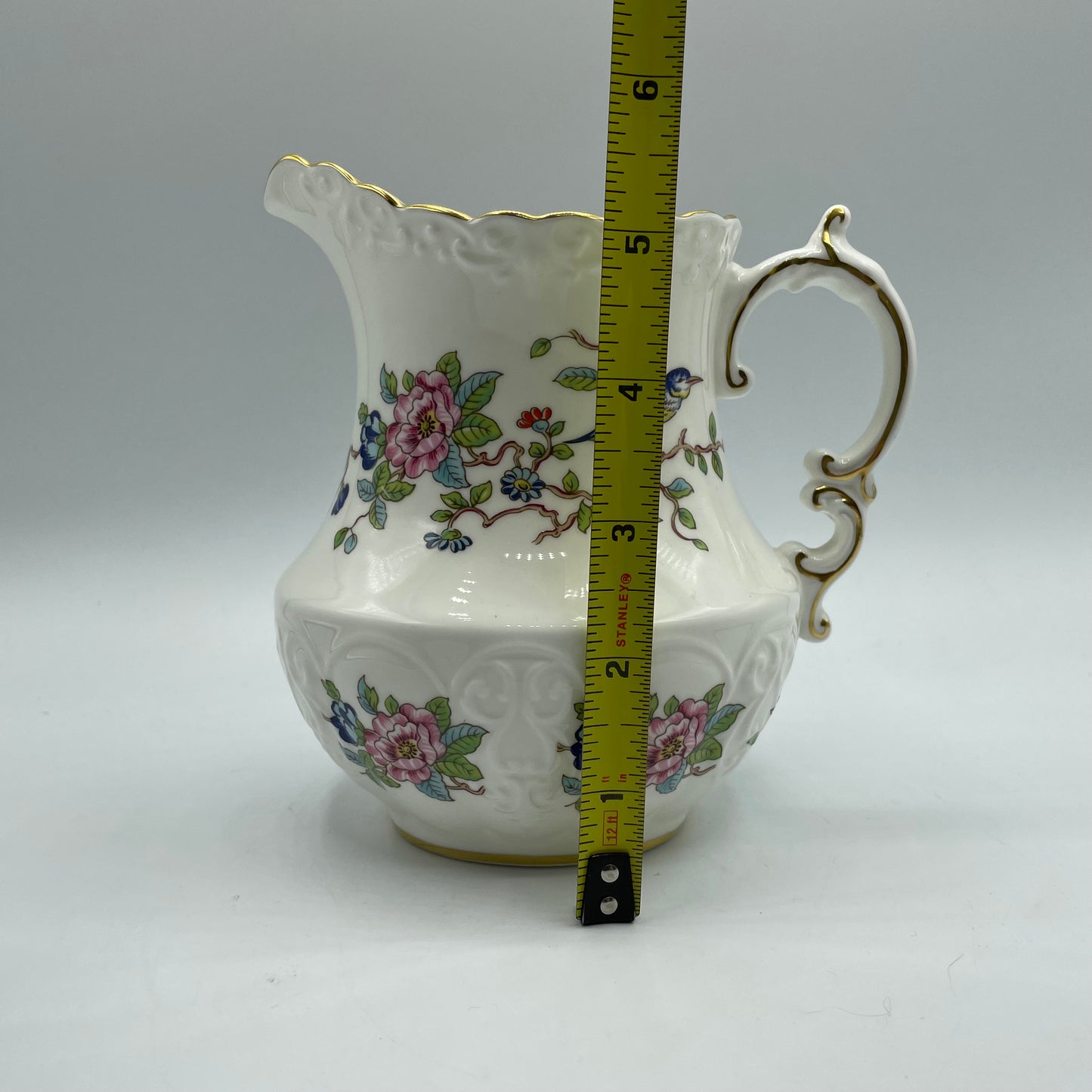 Aynsley Pitcher With Pembroke Pattern - Blue Bird Floral Design