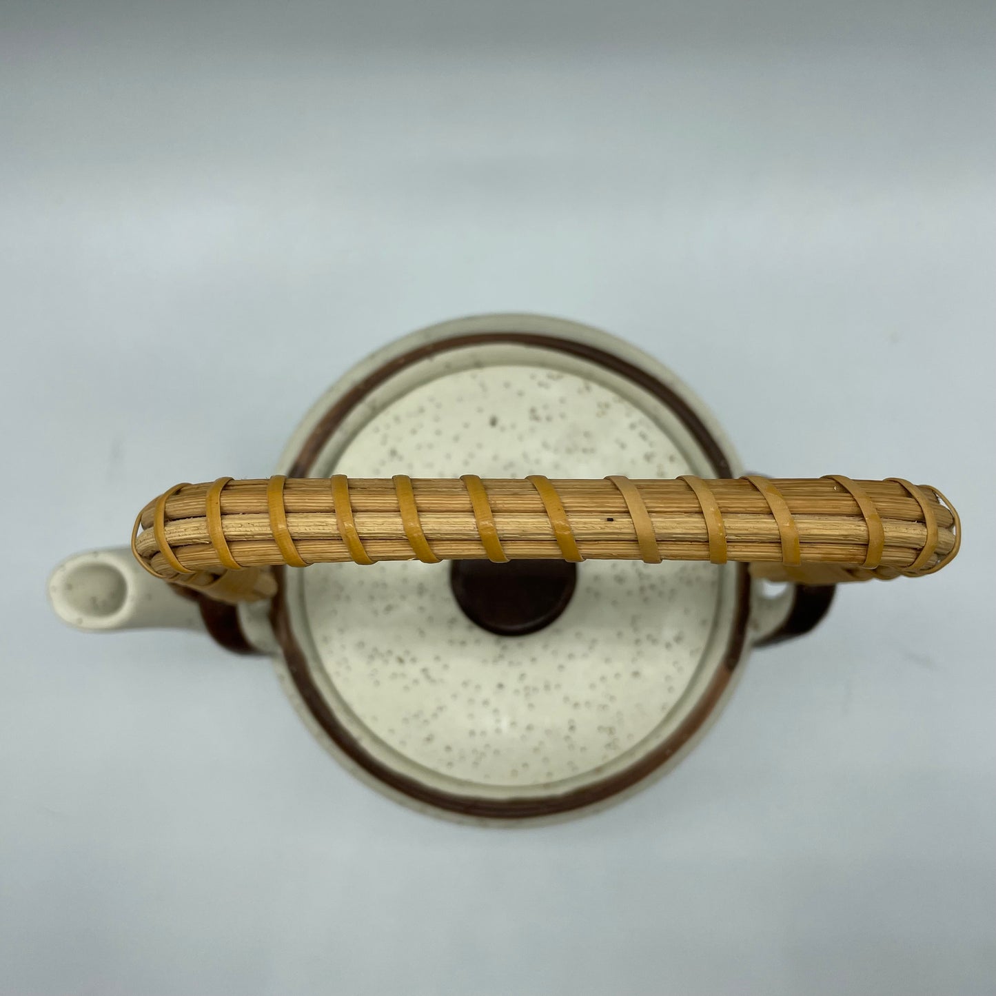 FTD Speckled Woven Handle Vintage Ceramic Teapot with Lid USA
