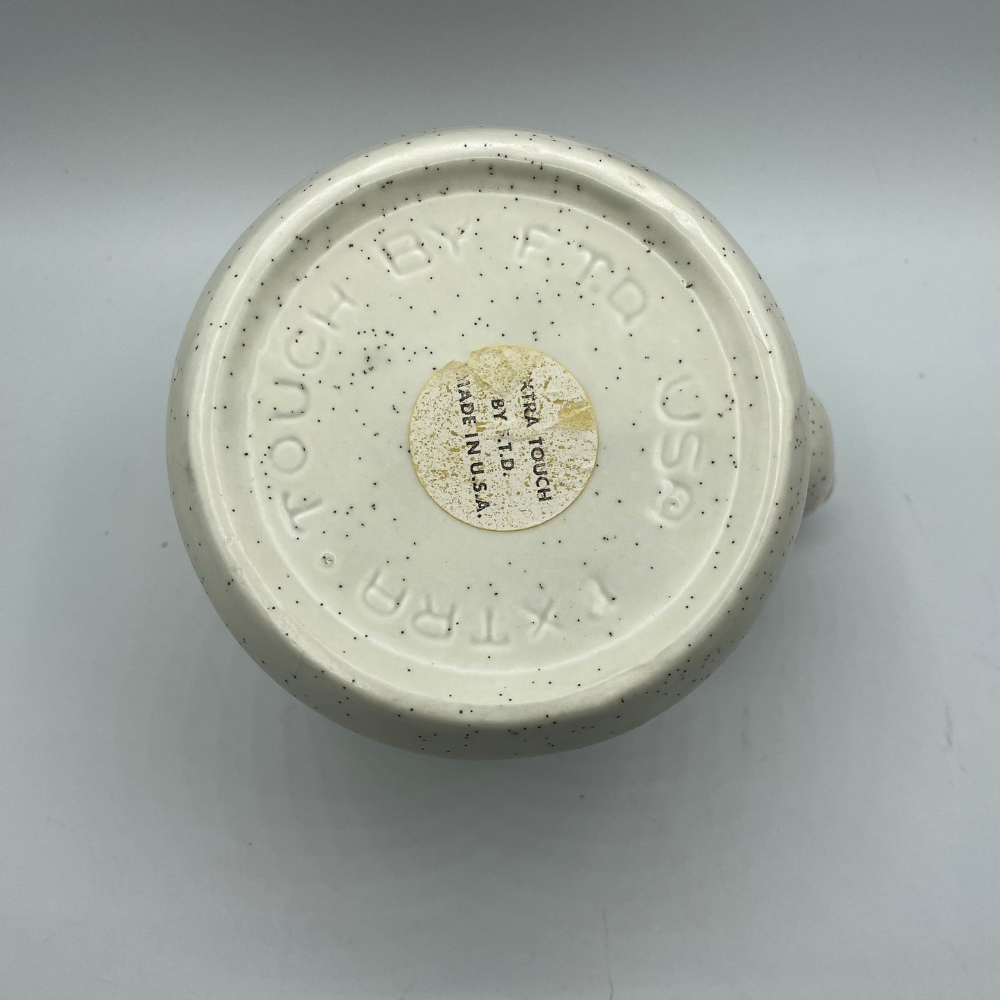 FTD Speckled Woven Handle Vintage Ceramic Teapot with Lid USA
