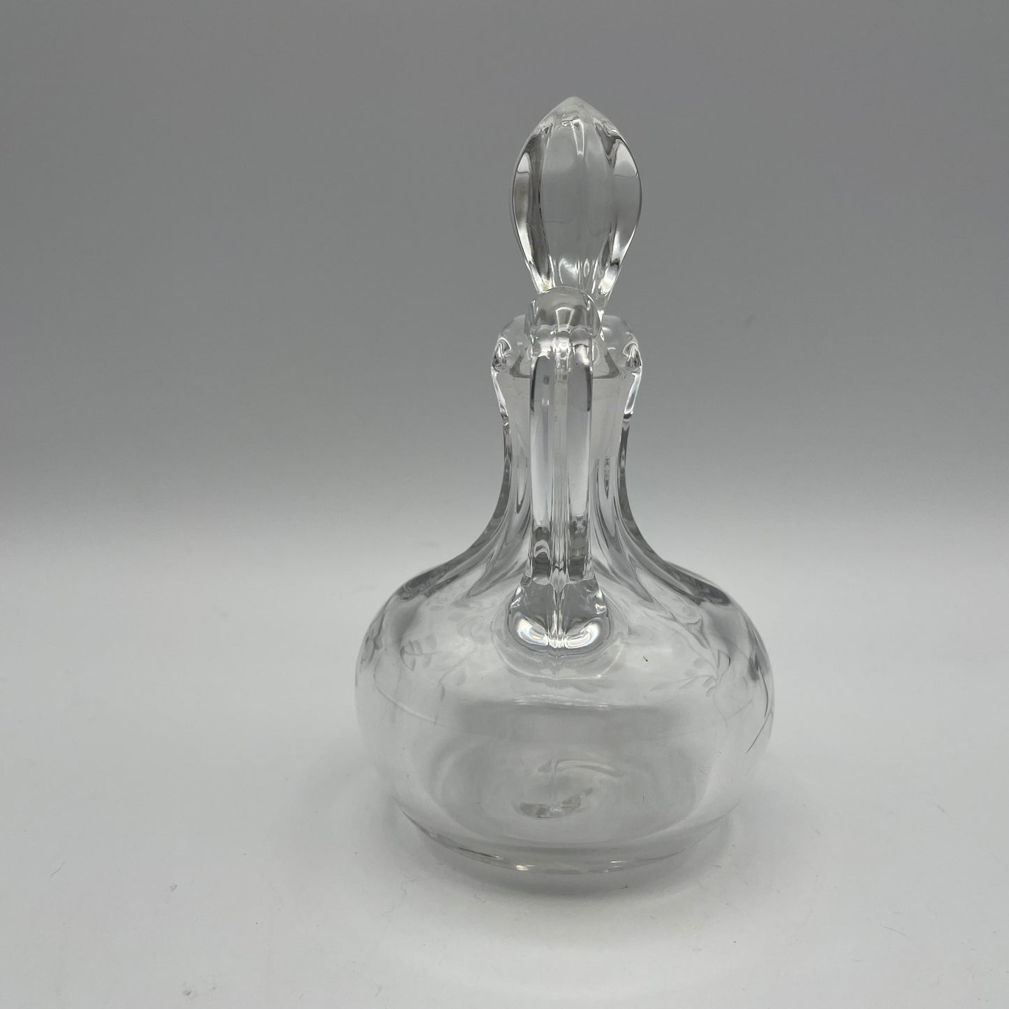Glass Cruet & Stopper with Etched Floral Pattern