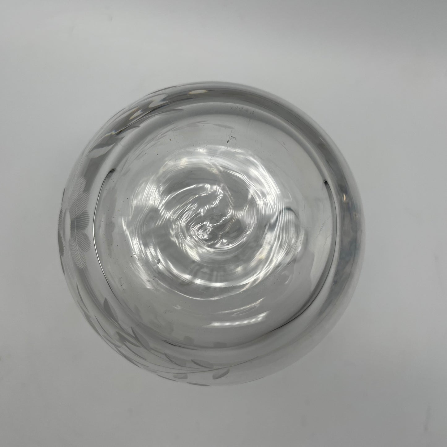 Glass Cruet & Stopper with Etched Floral Pattern