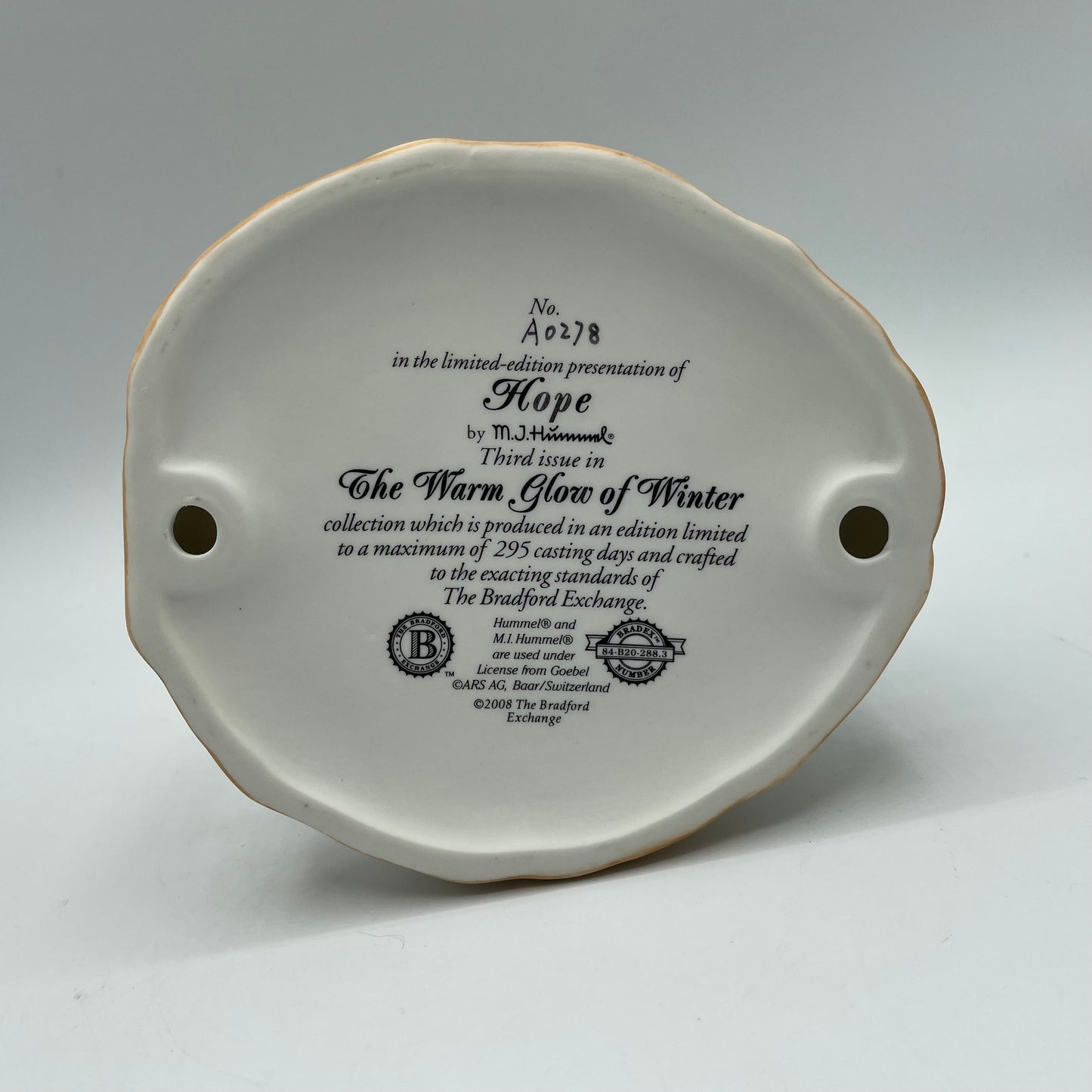 Bradford Exchange Candle Holder 'Hope- Warm Glow of Winter" Limited Edition