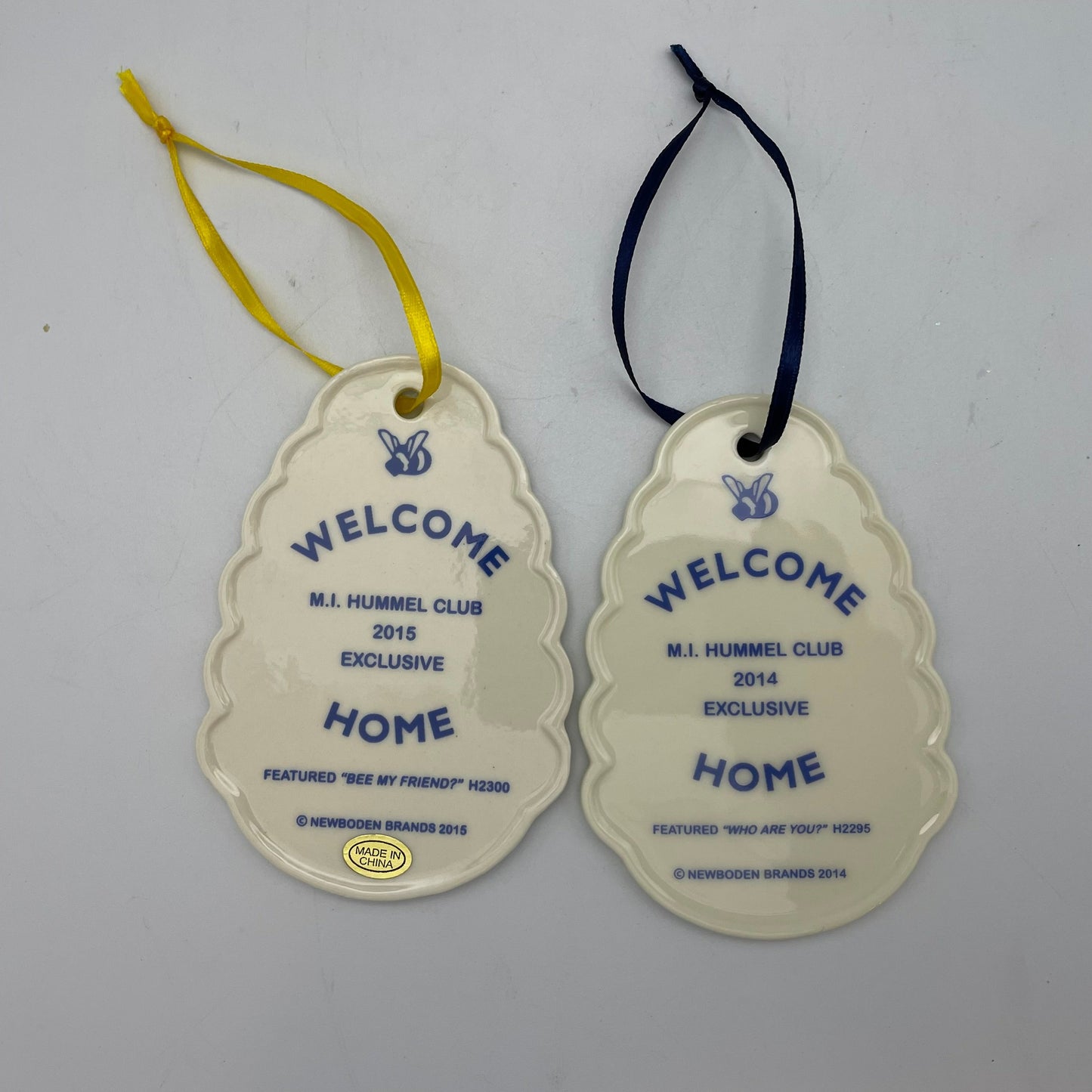 M.J. Hummel Club "Welcome Home" Ornaments 2014 & 2015, Set of 2
