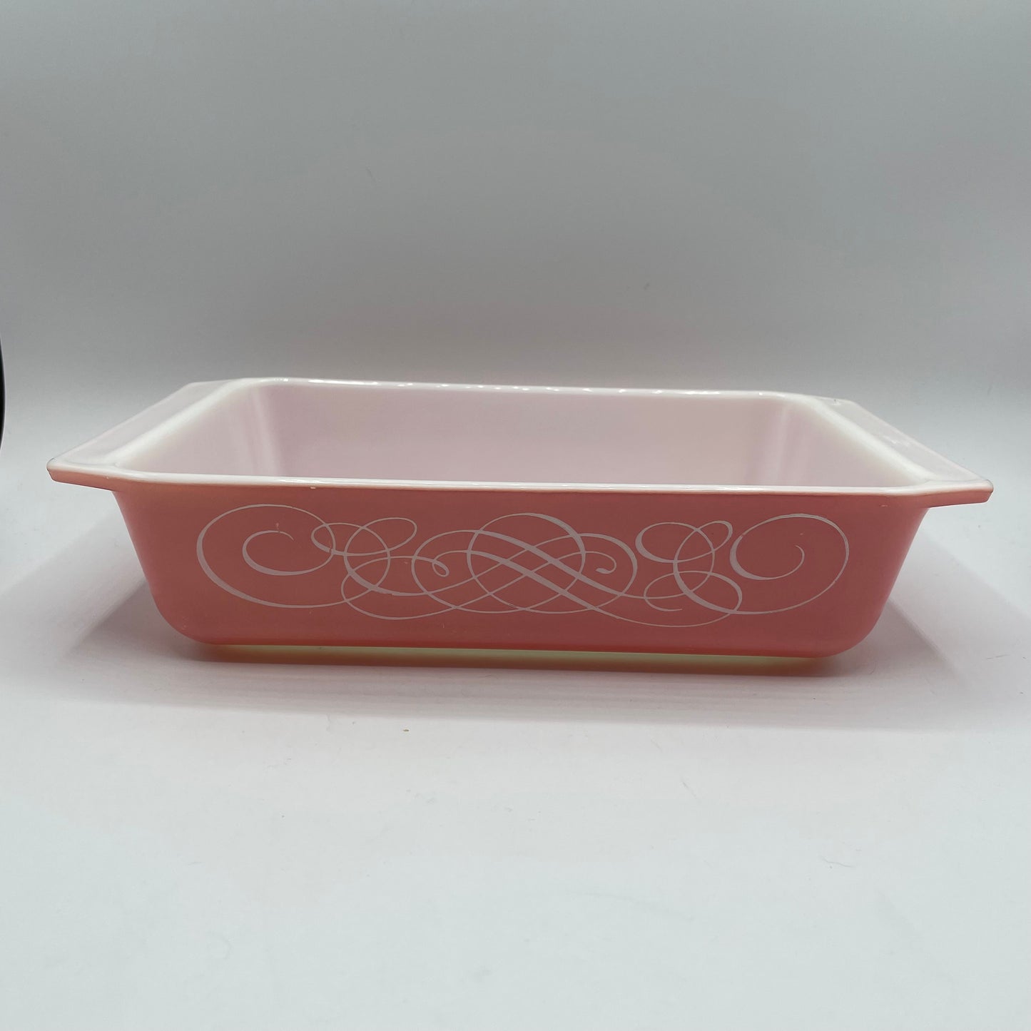 Pyrex Pink Scroll 575 2 QT Casserole Rectangle Glass Baking Dish 1958-59