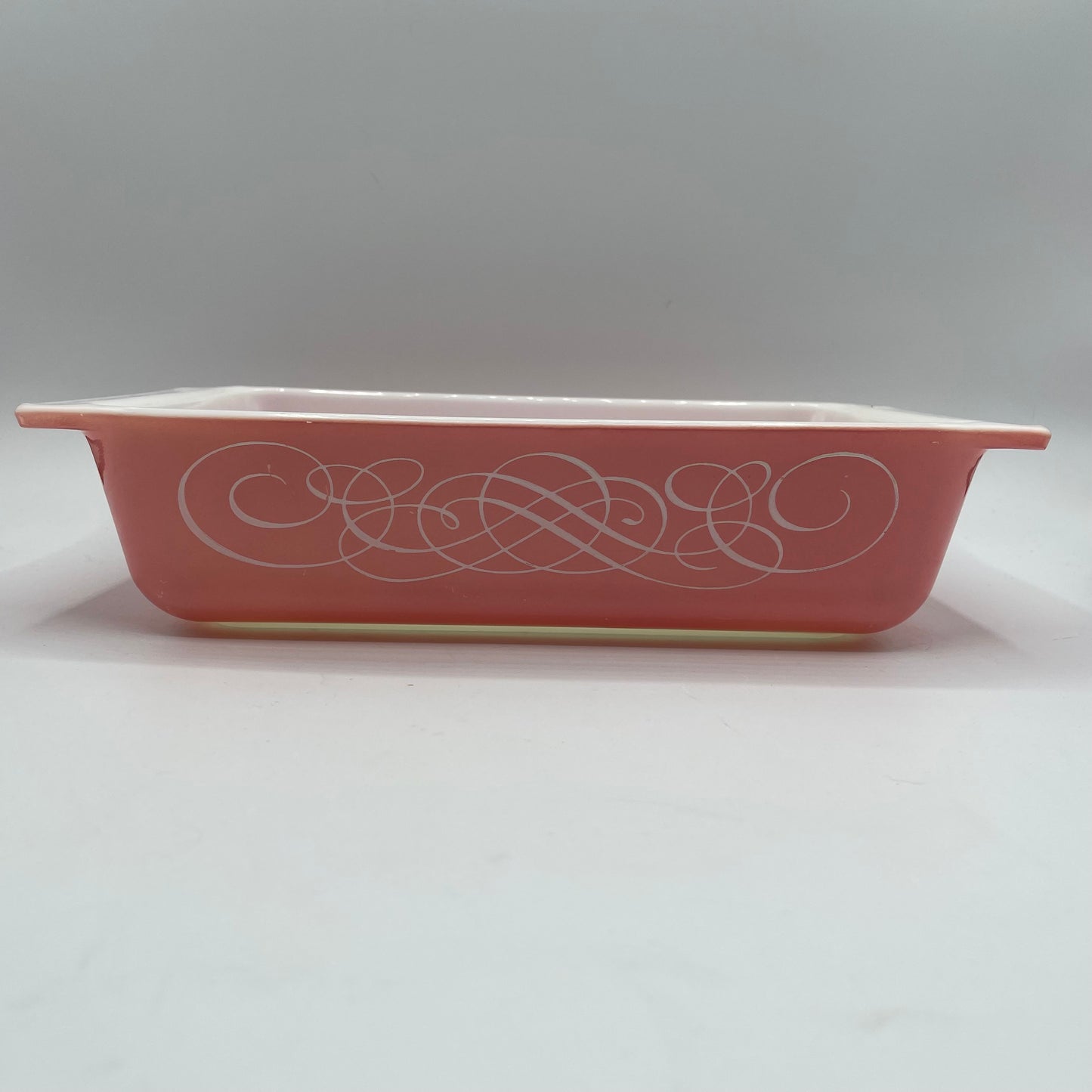 Pyrex Pink Scroll 575 2 QT Casserole Rectangle Glass Baking Dish 1958-59