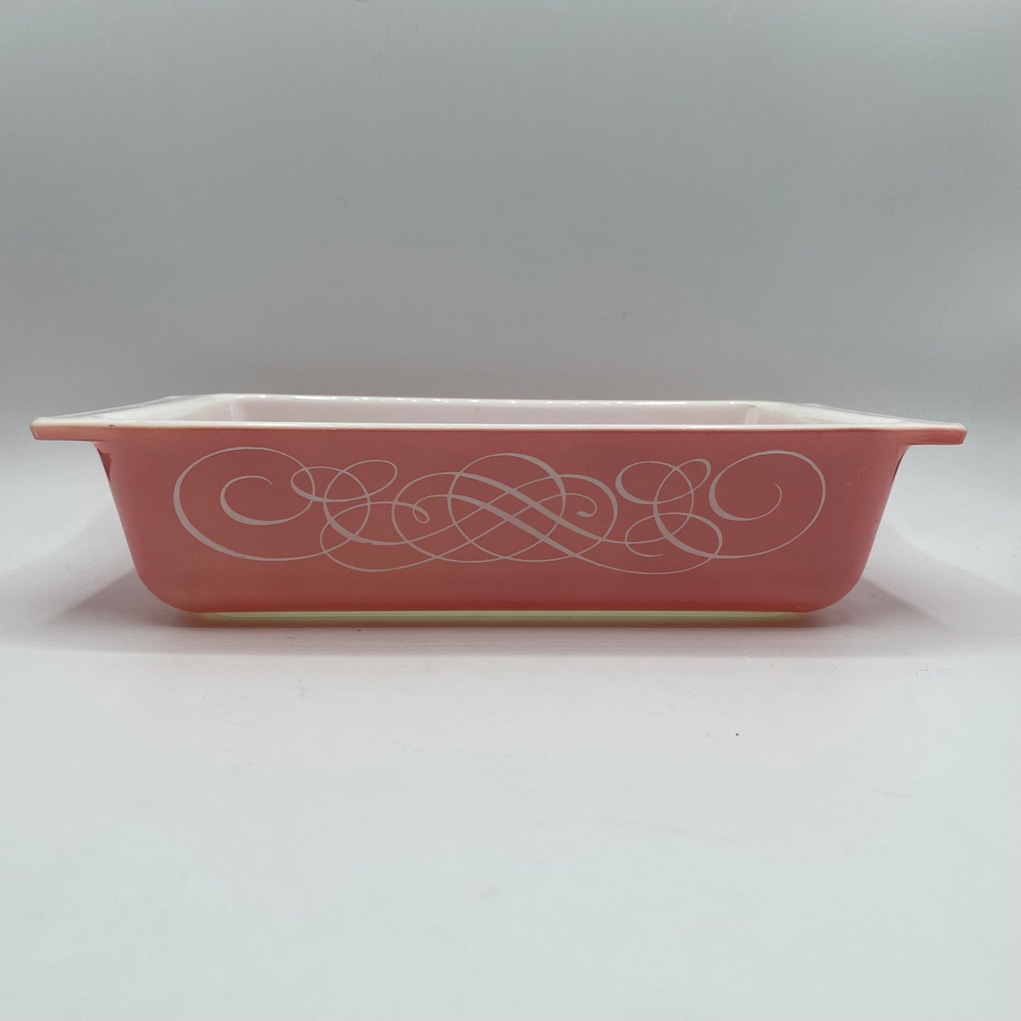 Pyrex Pink Scroll 575 2 QT Casserole Rectangle Glass Baking Dish 1958-59