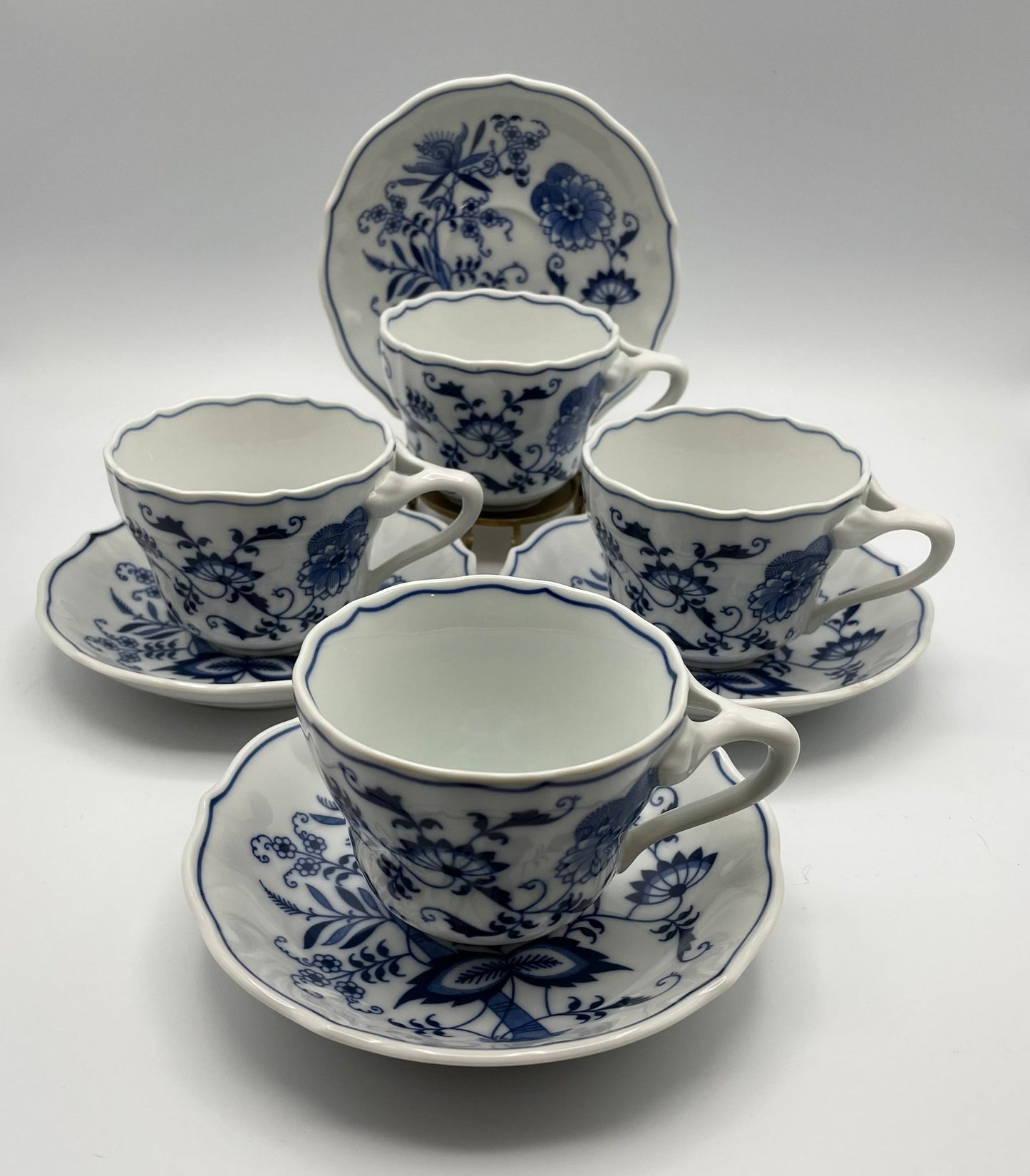 Blue Danube Cup & Saucer With Rectangular Back Stamp, Set of 4