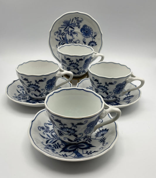 Blue Danube Cup & Saucer With Rectangular Back Stamp, Set of 4