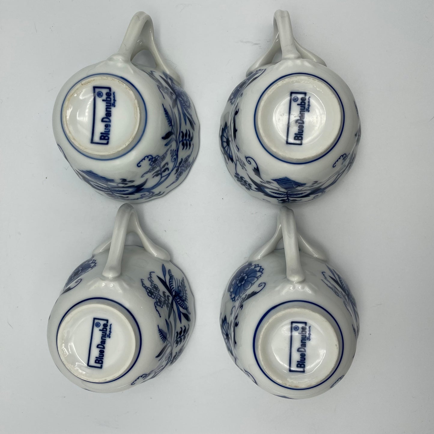 Blue Danube Cup & Saucer With Rectangular Back Stamp, Set of 4