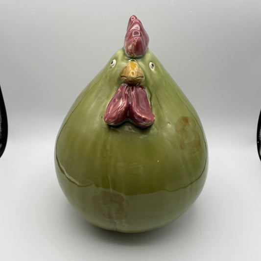 Green Chicken Ceramic Plump Large Figurine - Nostalgia 2 Now