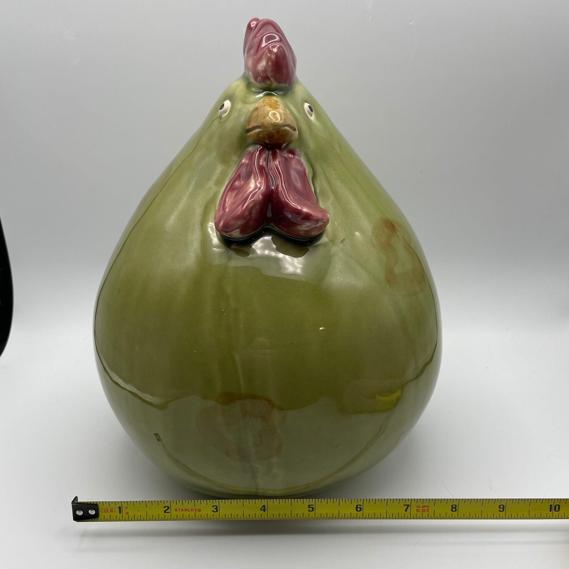 Green Chicken Ceramic Plump Large Figurine - Nostalgia 2 Now